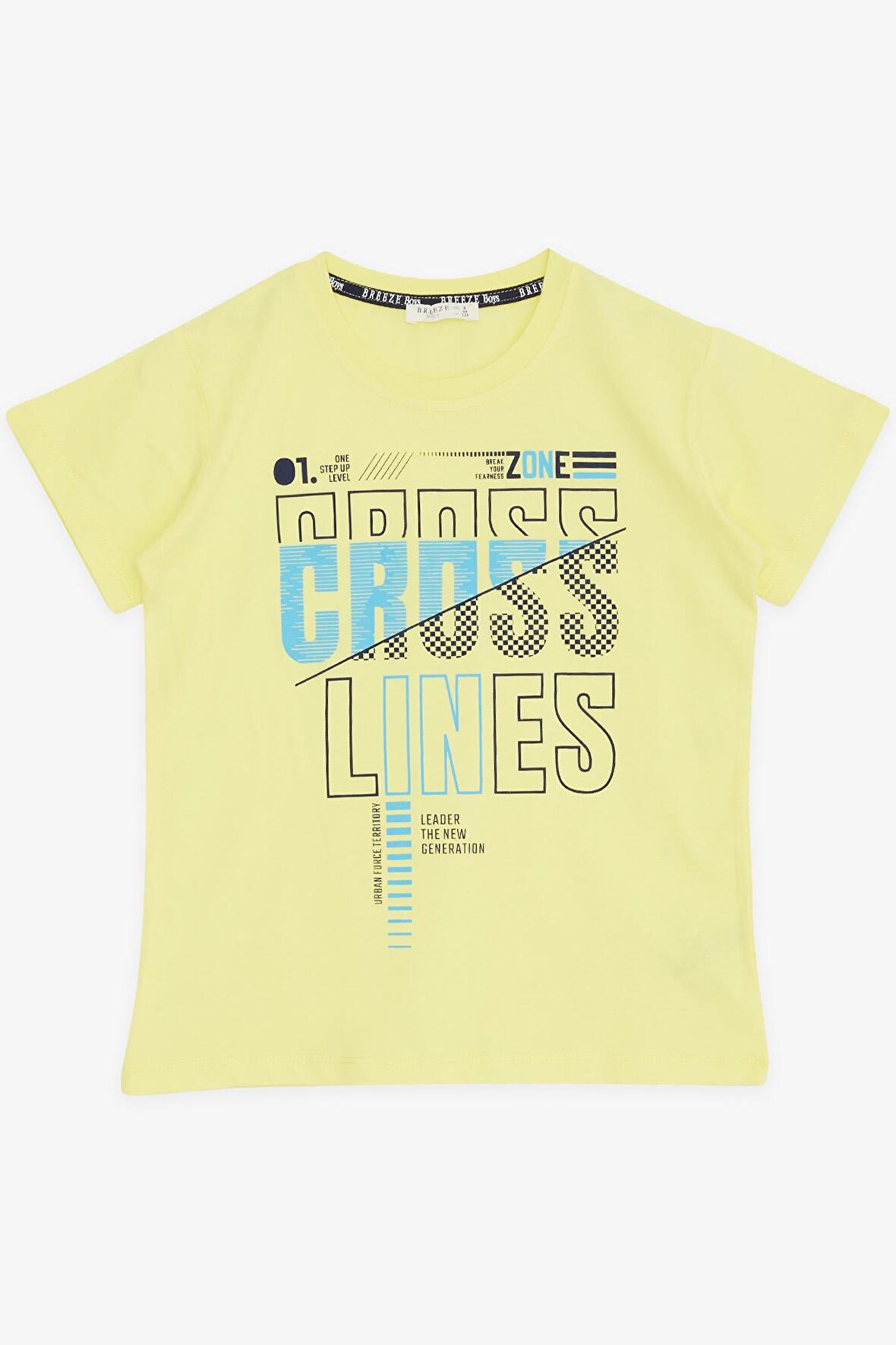 BREEZE GİRLS & BOYS Erkek Çocuk Tişört Yazı Baskılı 8-14 Yaş, Neon Sarı