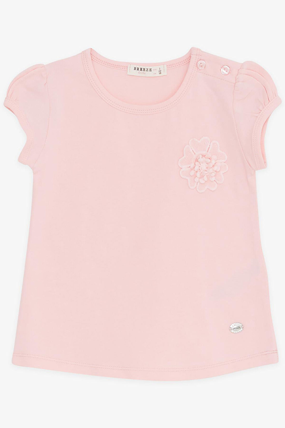 Breeze Kız Bebek Tişört Çiçek Nakışlı 9 Ay-3 Yaş, Pembe