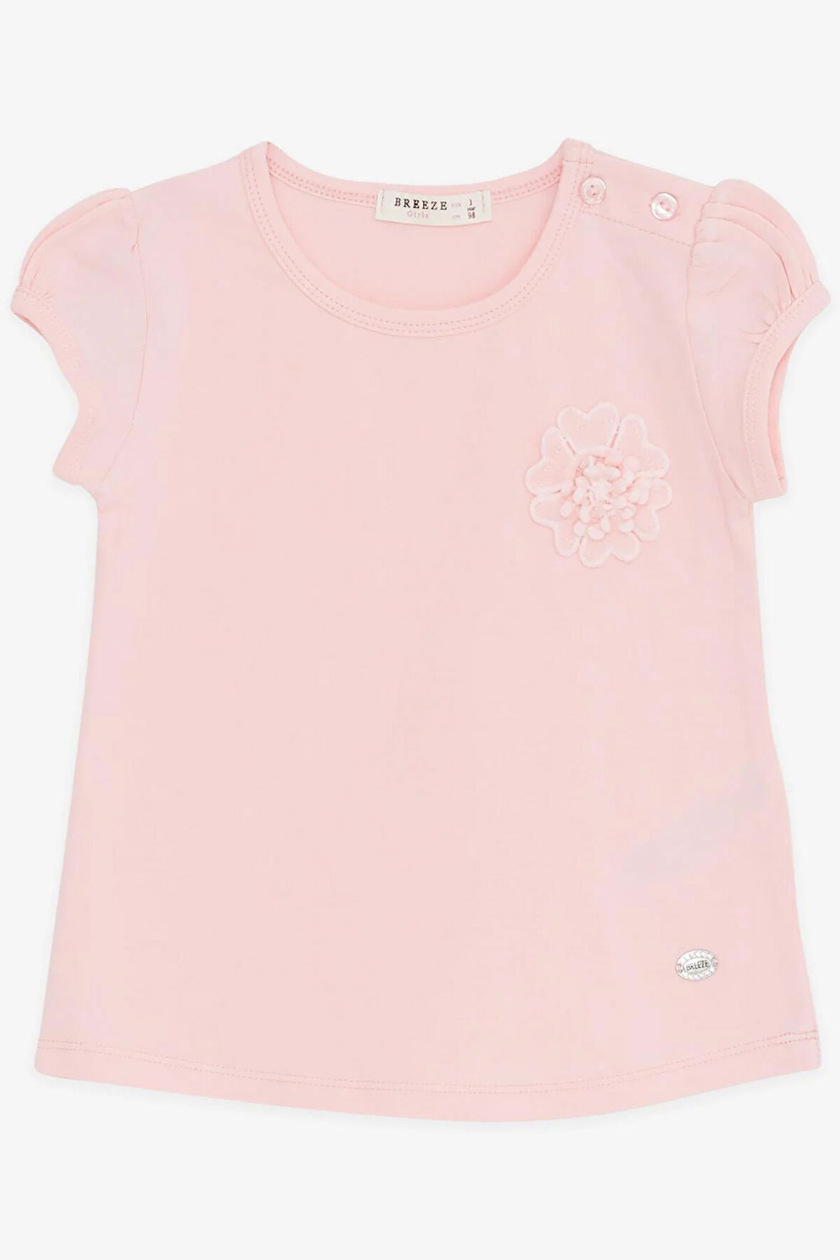 Breeze Kız Bebek Tişört Çiçek Nakışlı 9 Ay-3 Yaş, Pembe