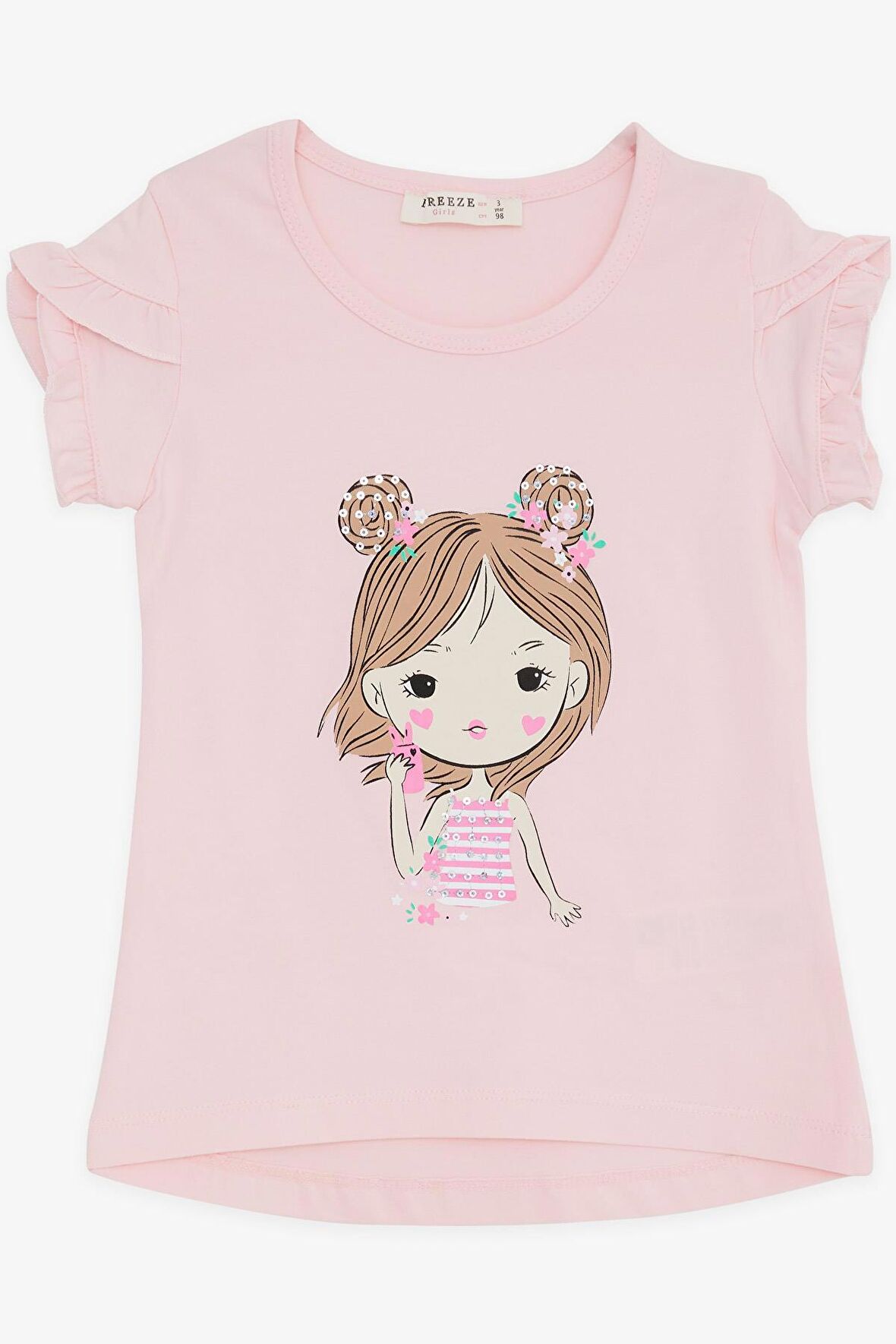 BREEZE Kız Çocuk Tişört Havalı Kız Baskılı 2-6 Yaş, Pembe