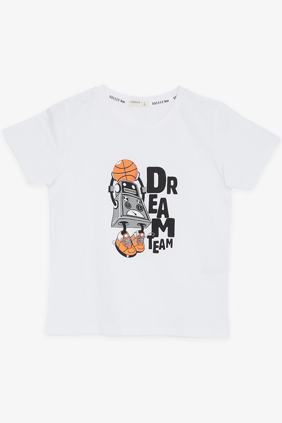 Breeze Erkek Çocuk Tişört Rüya Takım Temalı Basketçi Robot Baskılı 4-8 Yaş, Beyaz