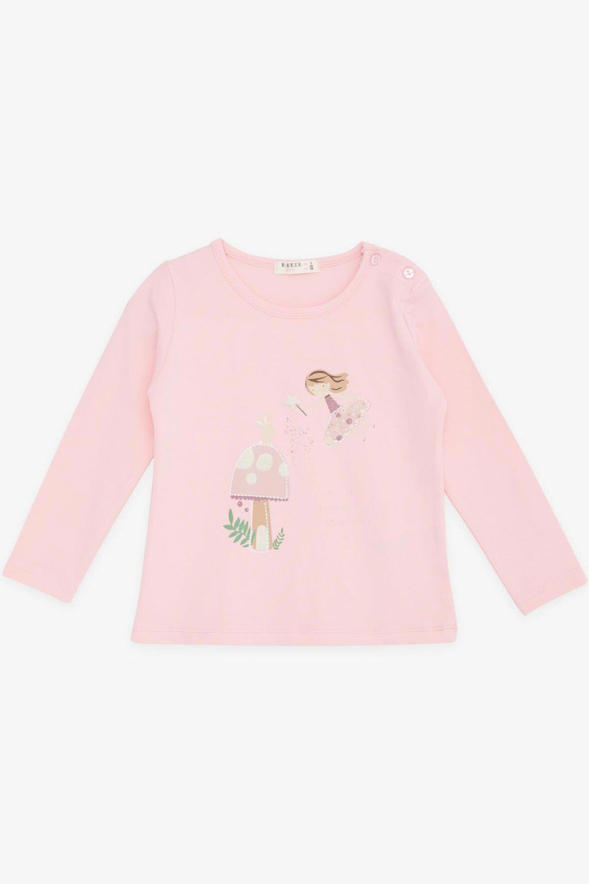 BREEZE Kız Çocuk Uzun Kollu Tişört Mutluluk Temalı Kız Baskılı 1-4 Yaş, Pembe