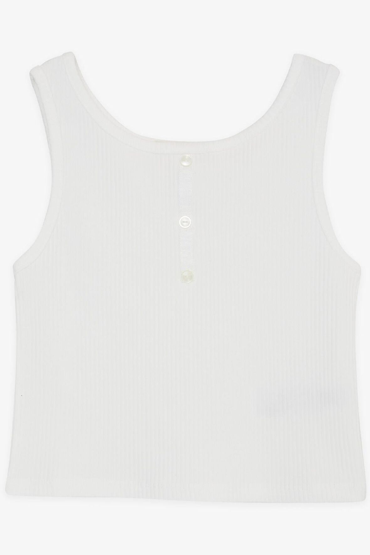 BREEZE Kız Çocuk Crop Tişört Düğme Aksesuarlı 9-14 Yaş, Beyaz