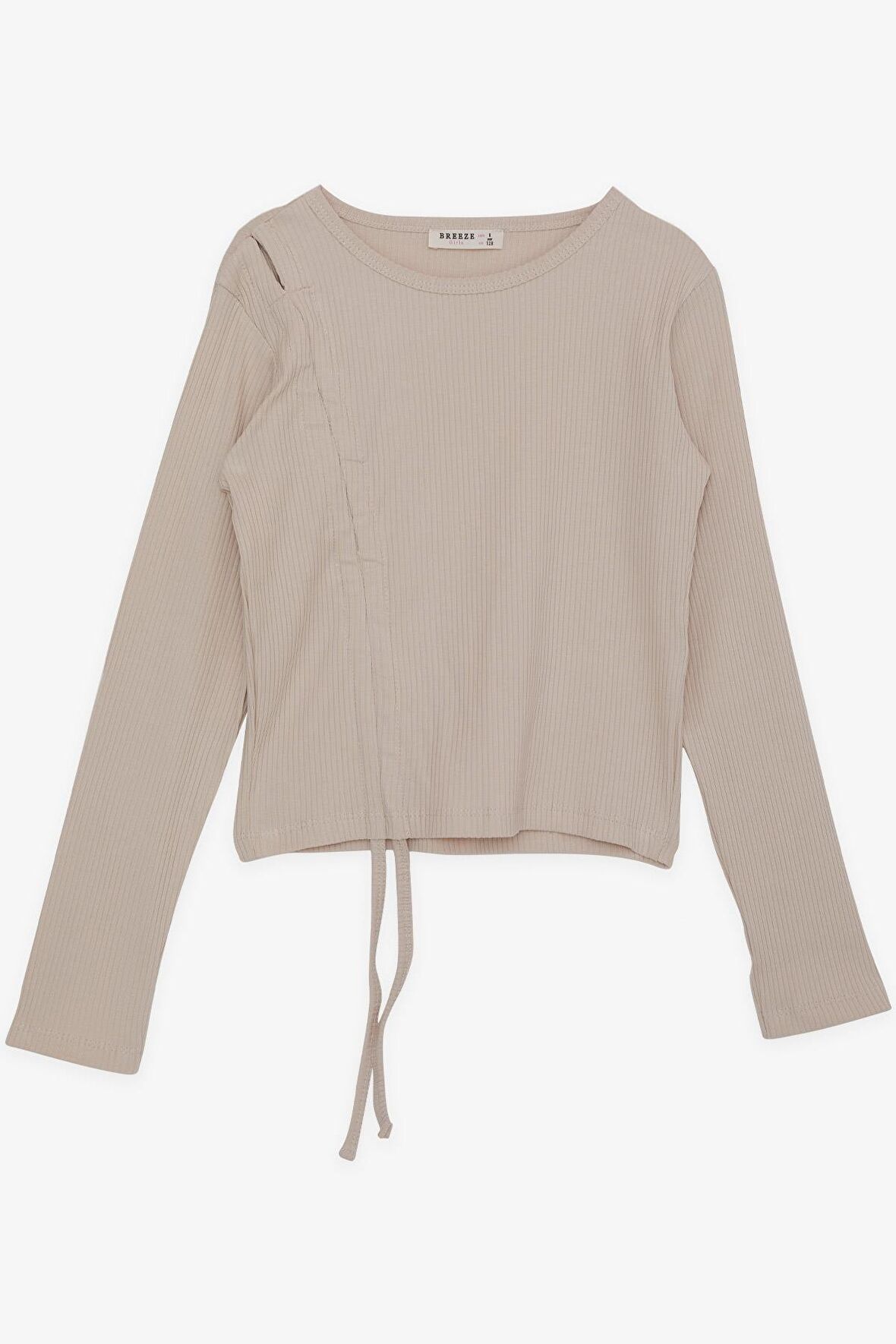 BREEZE Kız Çocuk Uzun Kollu Tişört Büzgülü 8-14 Yaş, Bej