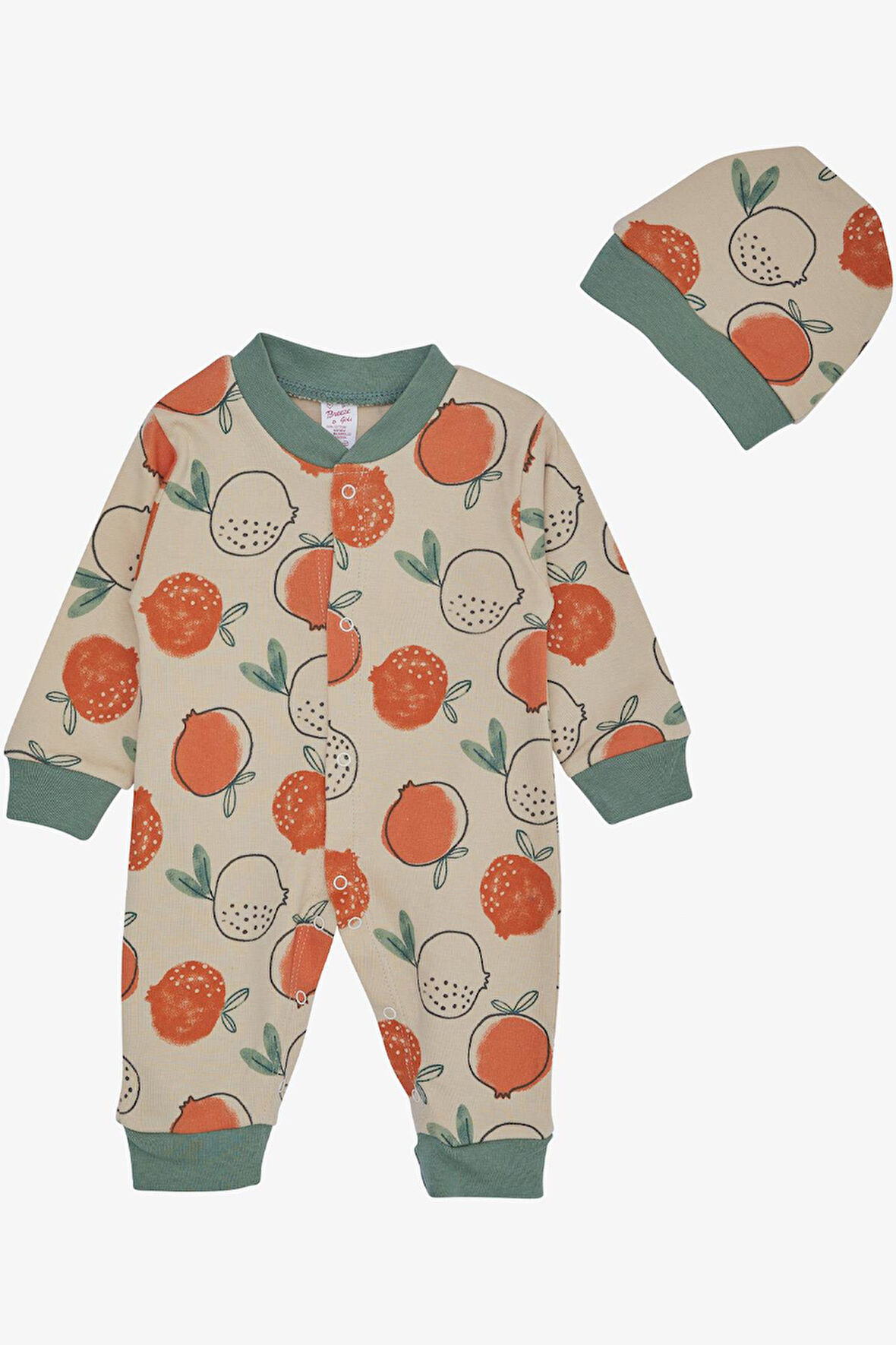 Breeze Kız Bebek Tulum Nar Desenli 0-6 Ay, Bej