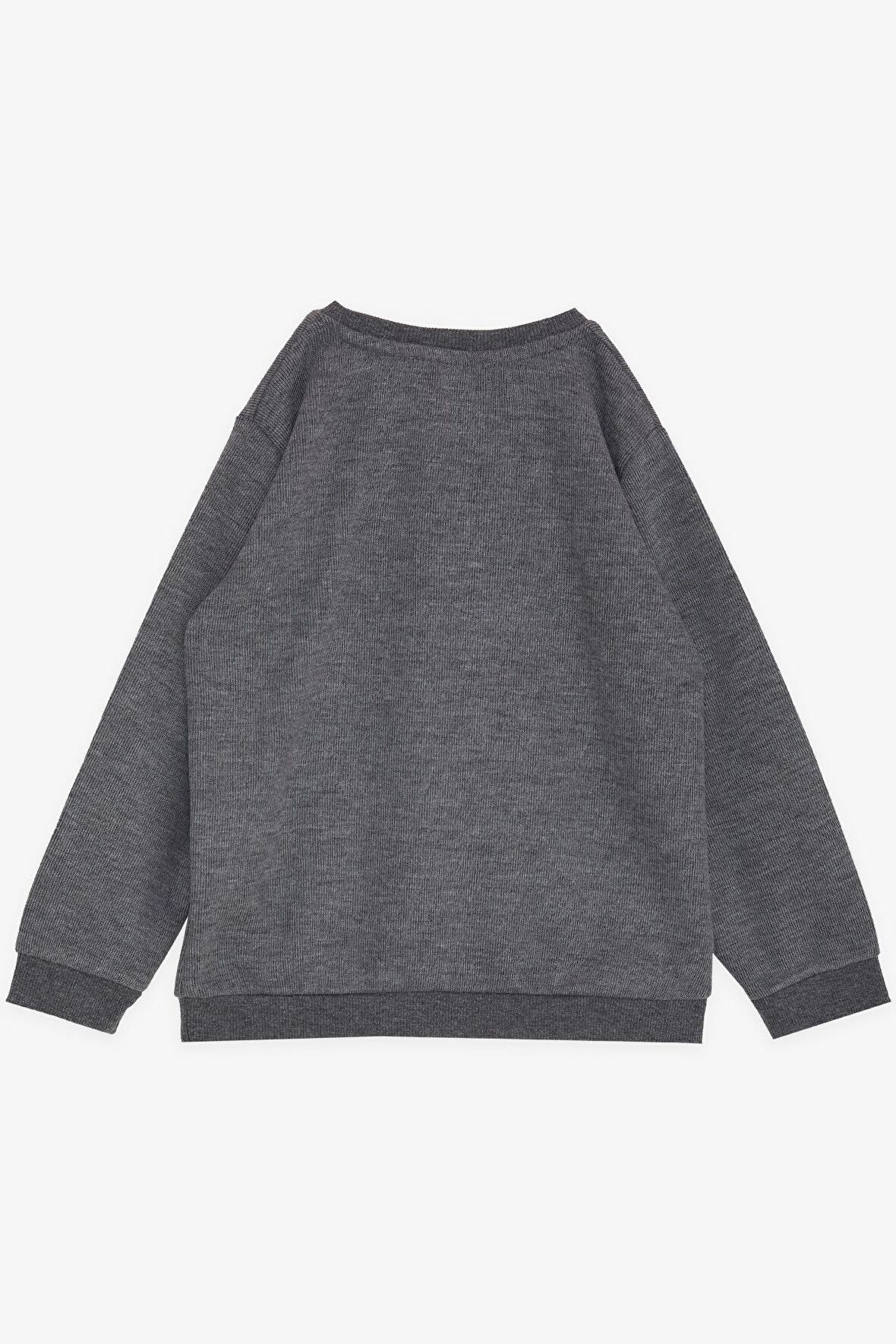 Breeze Girls & Boys Erkek Çocuk Sweatshirt Basic 2-5 Yaş, Koyu Gri Melanj