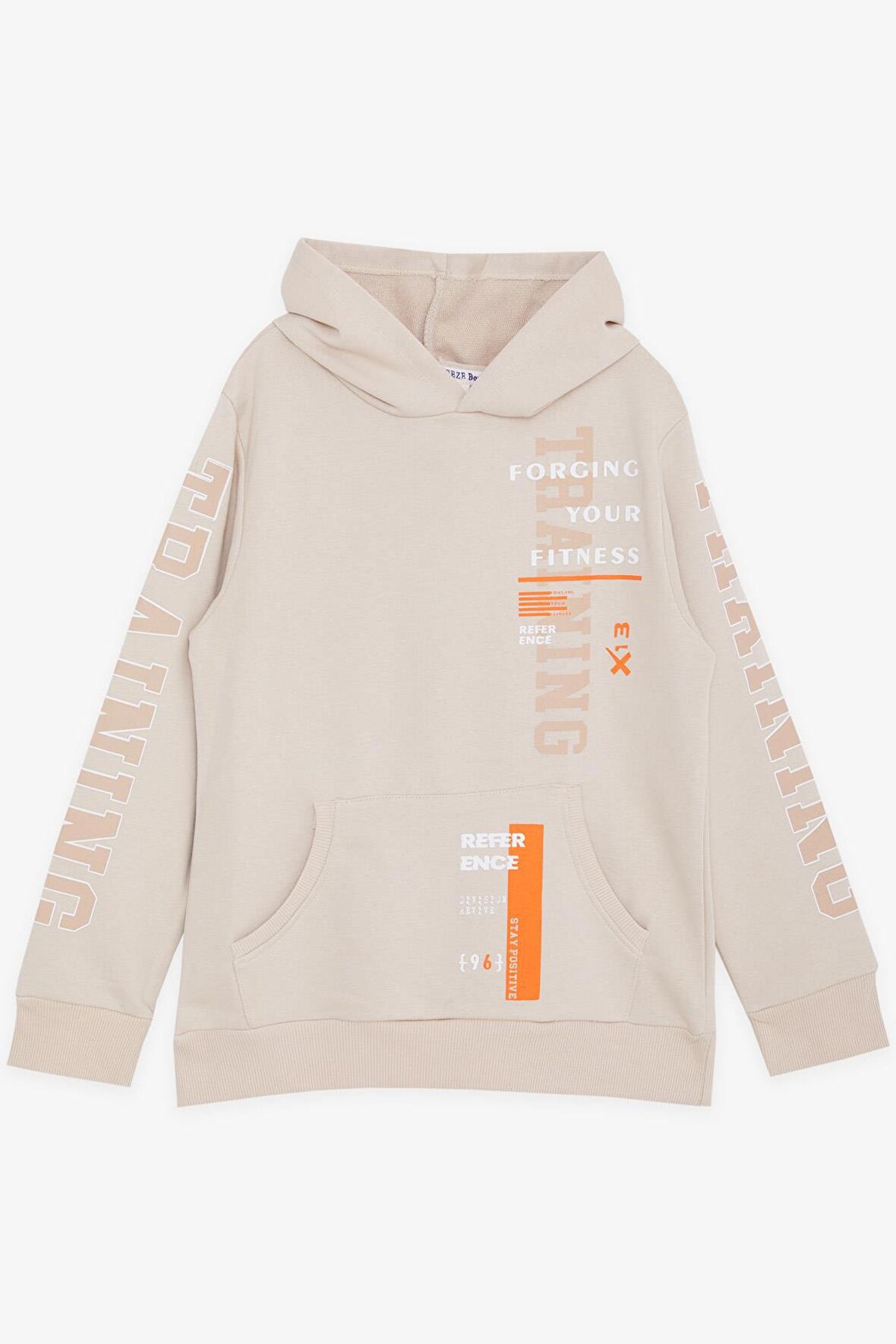 BREEZE GİRLS & BOYS Erkek Çocuk Sweatshirt Kapüşonlu Kanguru Cepli 9-14 Yaş, Bej