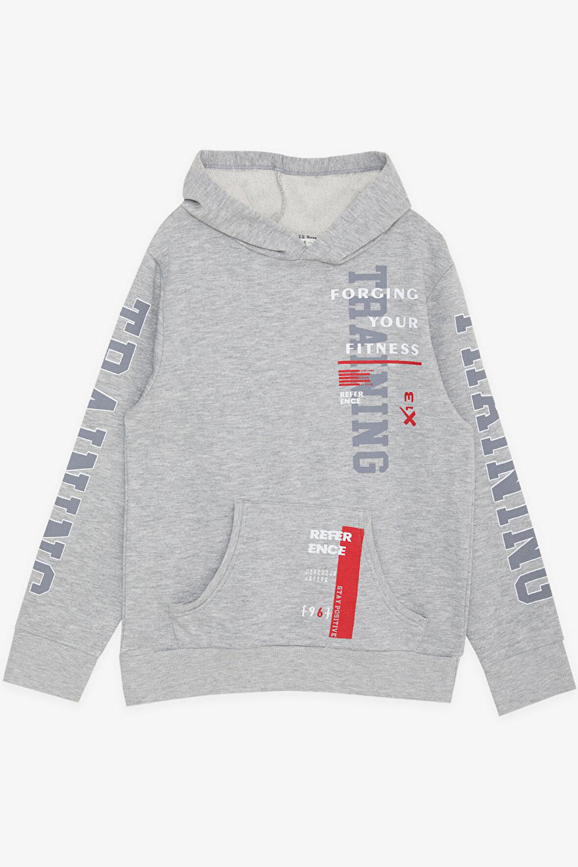Breeze Girls & Boys Erkek Çocuk Sweatshirt Kapüşonlu Kanguru Cepli 9-14 Yaş, Gri Melanj