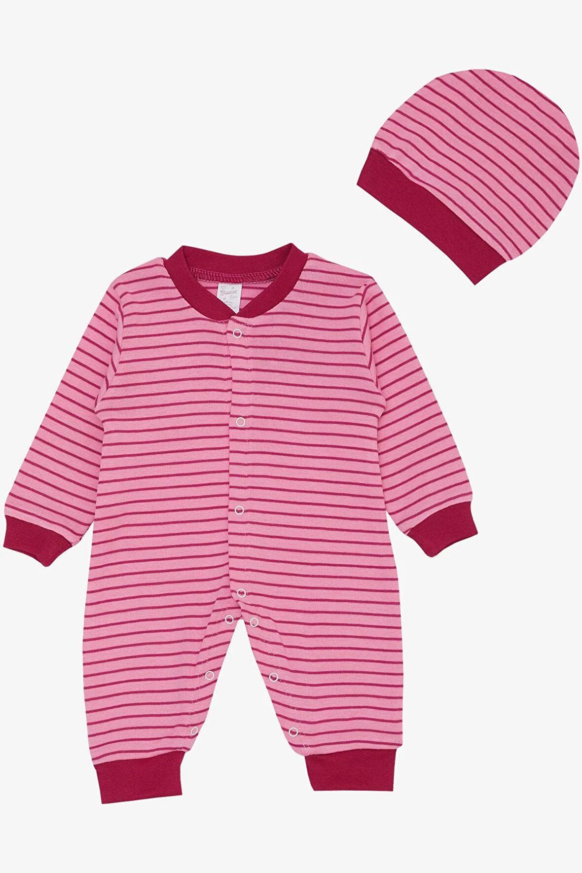 Breeze Kız Bebek Tulum Çizgili 0-6 Ay, Pembe