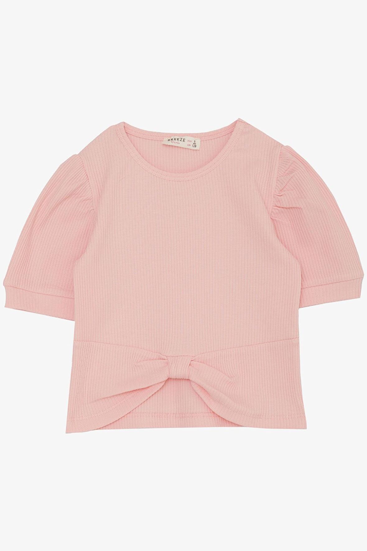 Breeze Kız Çocuk Crop Tişört Göbek Dekolte Detaylı 8-14 Yaş, Pembe