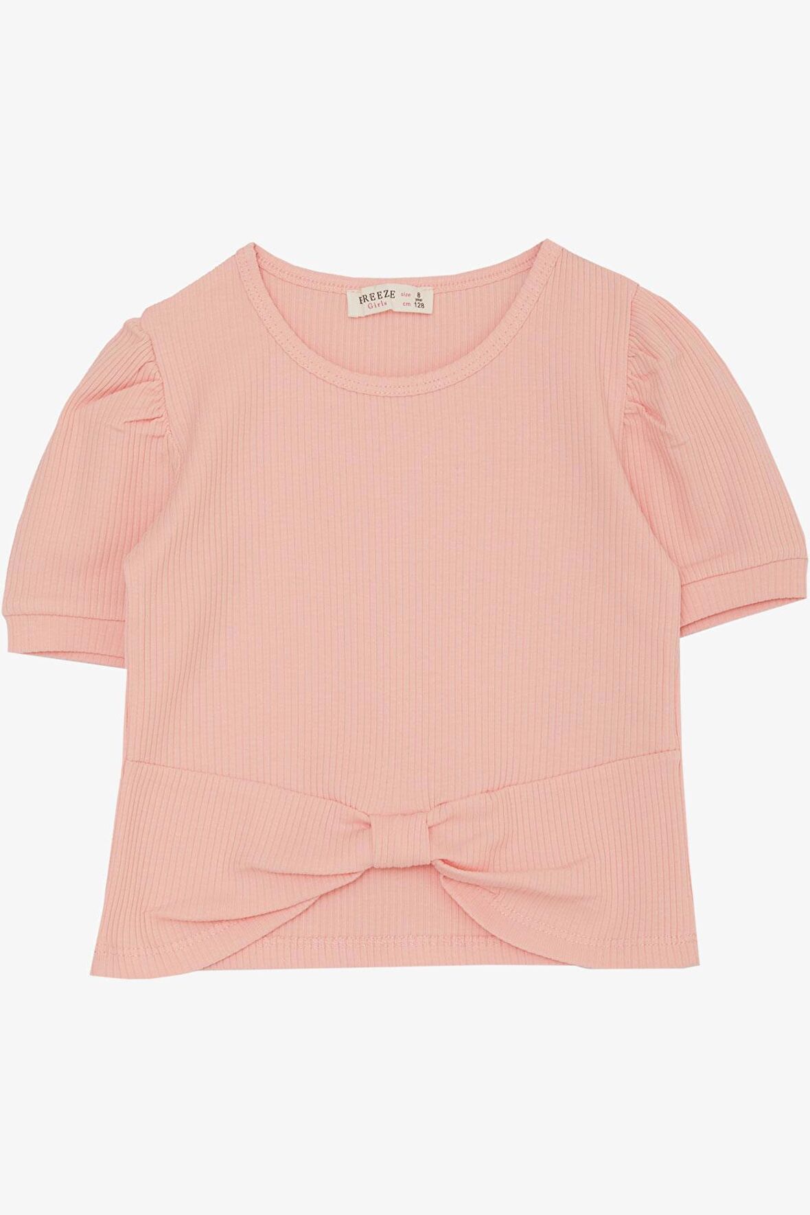 Breeze Kız Çocuk Crop Tişört Göbek Dekolte Detaylı 8-14 Yaş, Somon