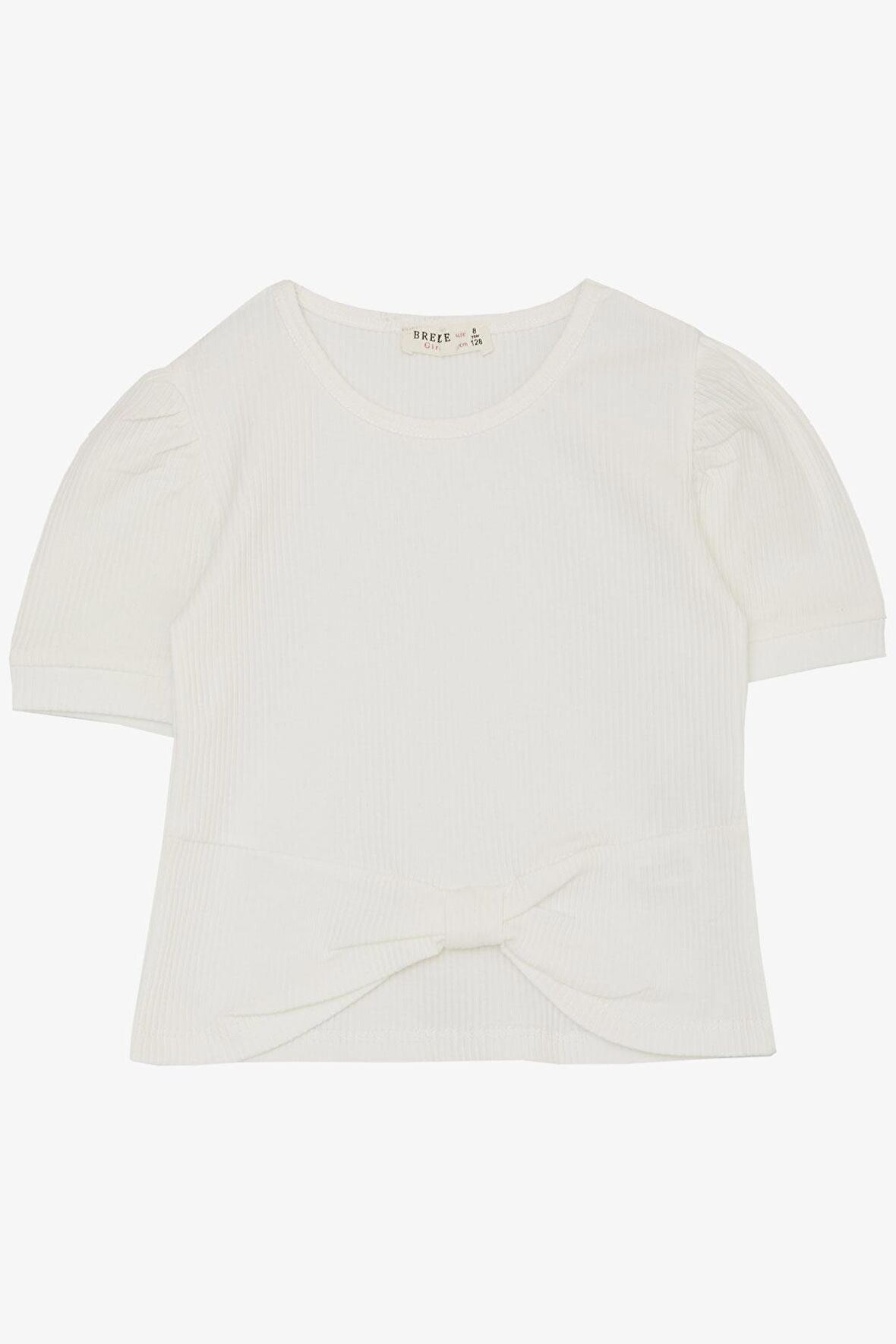 Breeze Kız Çocuk Crop Tişört Göbek Dekolte Detaylı 8-14 Yaş, Ekru