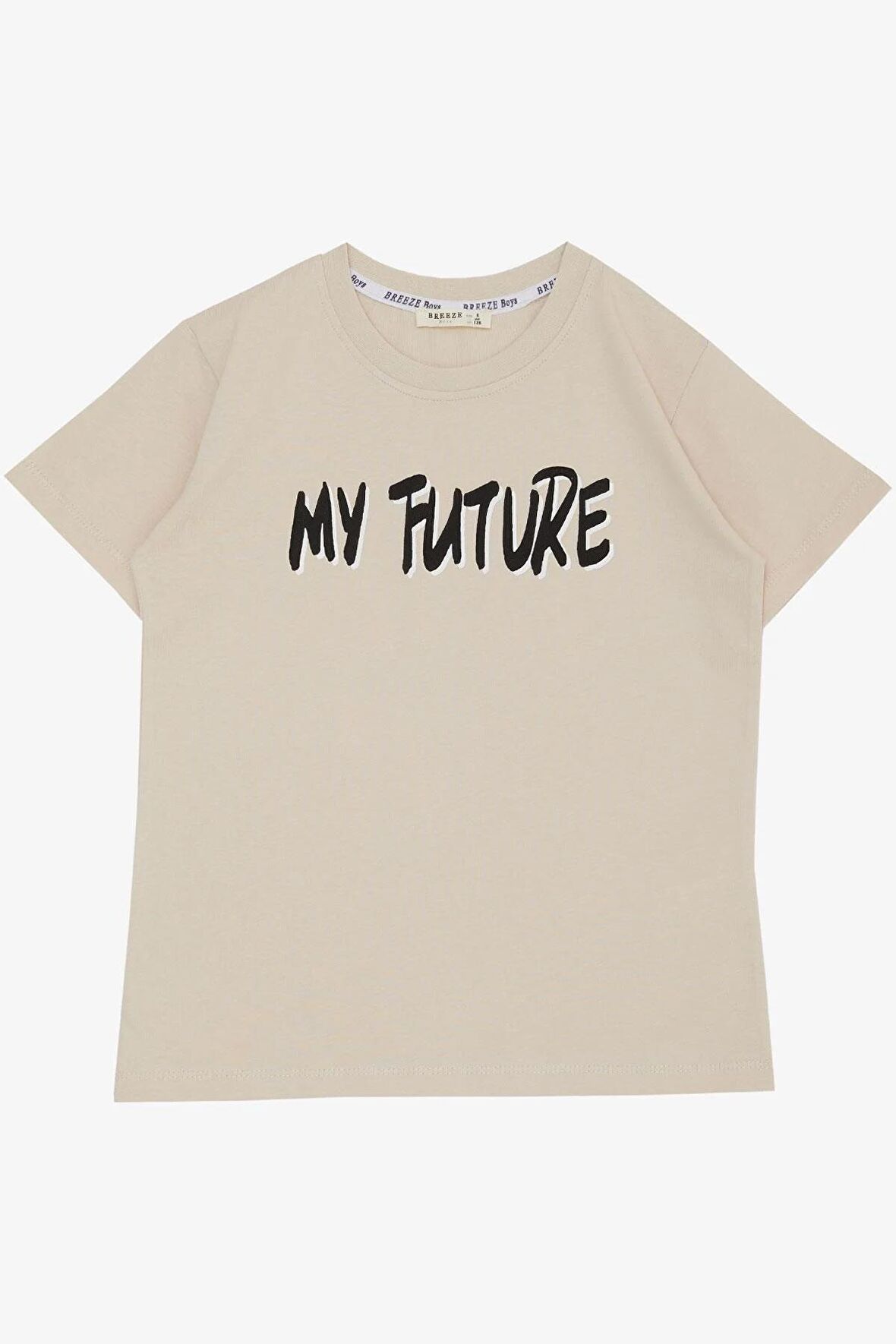 BREEZE Erkek Çocuk Tişört Gelecek Temalı Yazılı Baskılı 8-14 Yaş, Bej