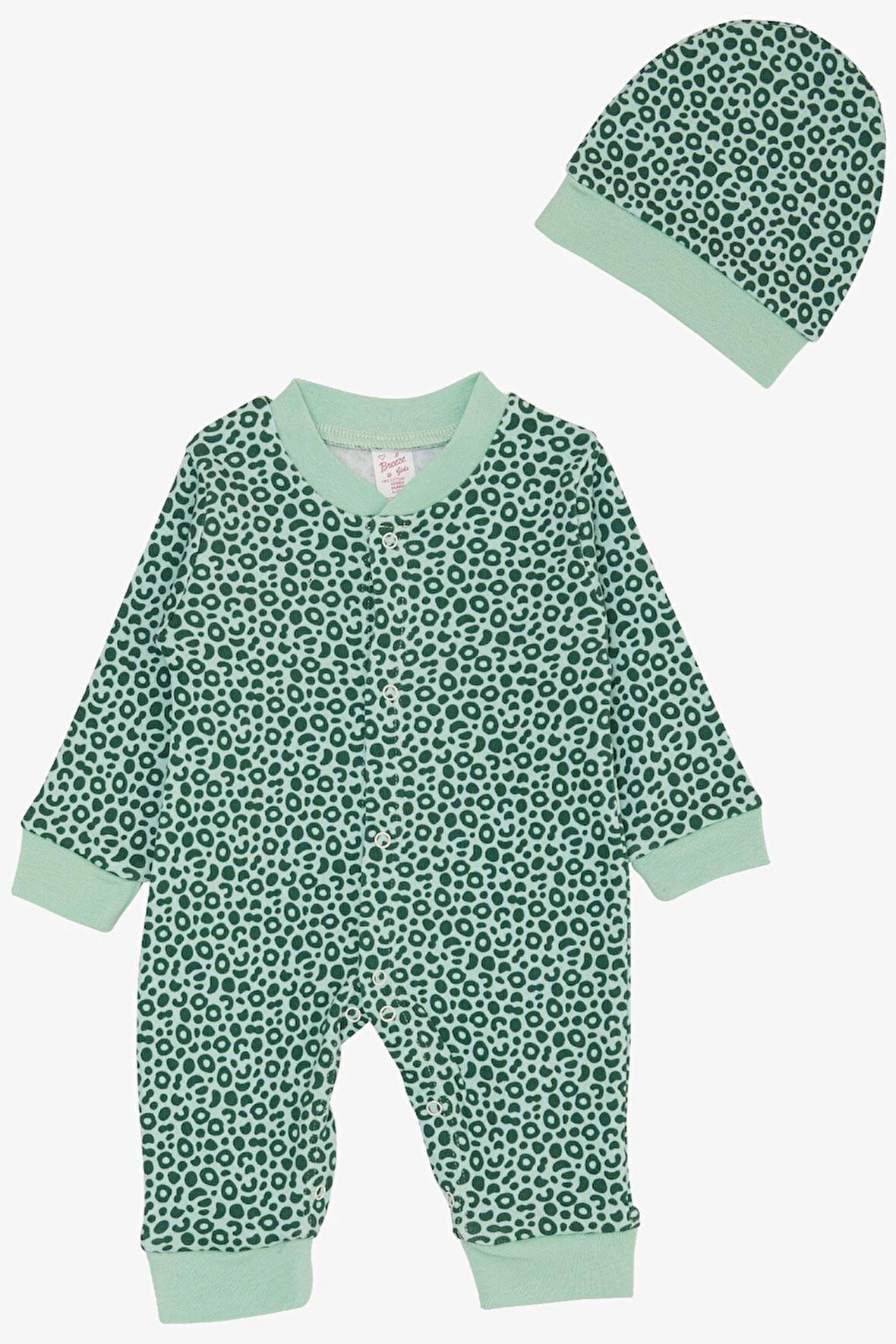 Breeze Kız Bebek Tulum Desenli 0-6 Ay, Mint Yeşili