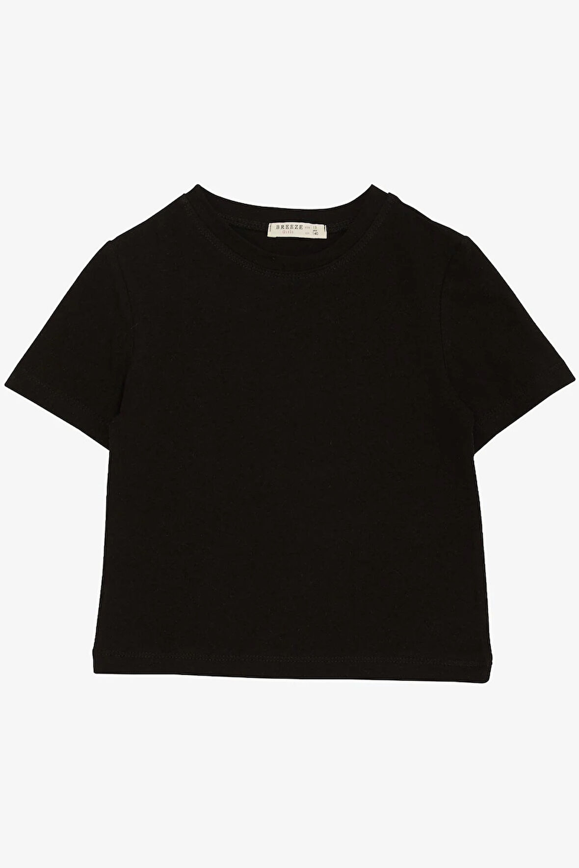 Breeze Kız Çocuk Tişört Kemer Boy Basic 9-14 Yaş, Siyah