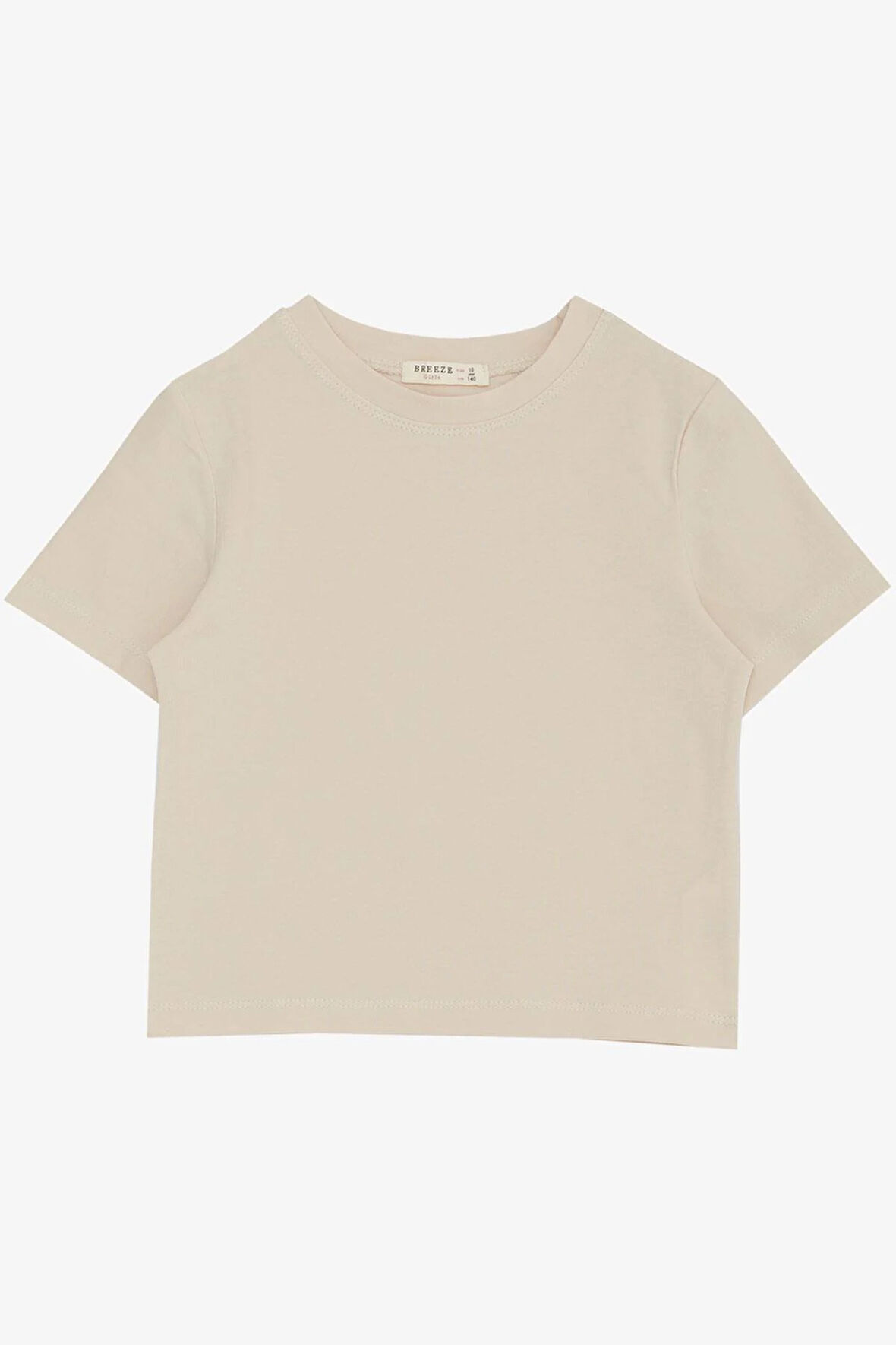 Breeze Kız Çocuk Tişört Kemer Boy Basic 9-14 Yaş, Bej