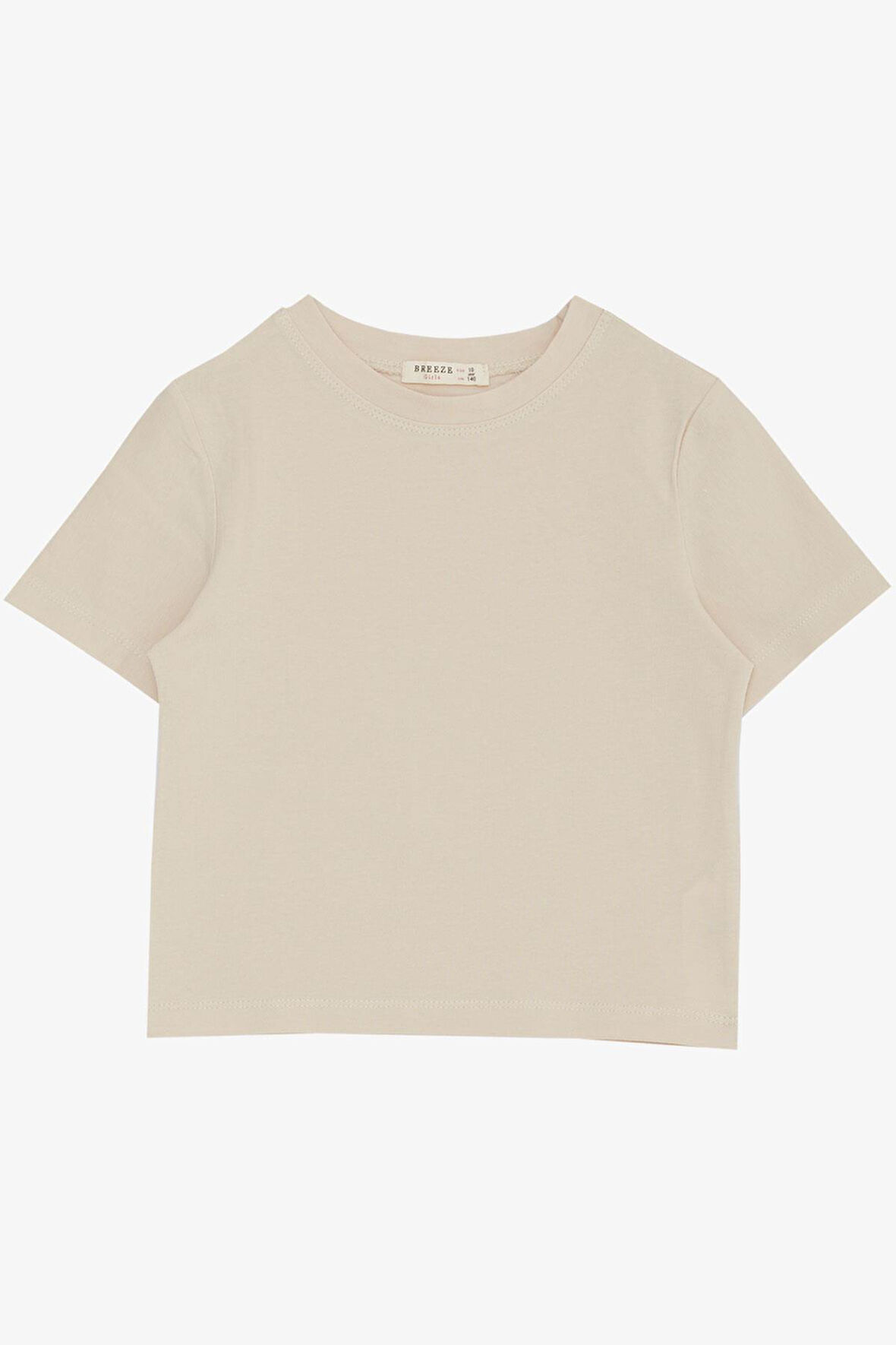 Breeze Kız Çocuk Tişört Kemer Boy Basic 9-14 Yaş, Bej