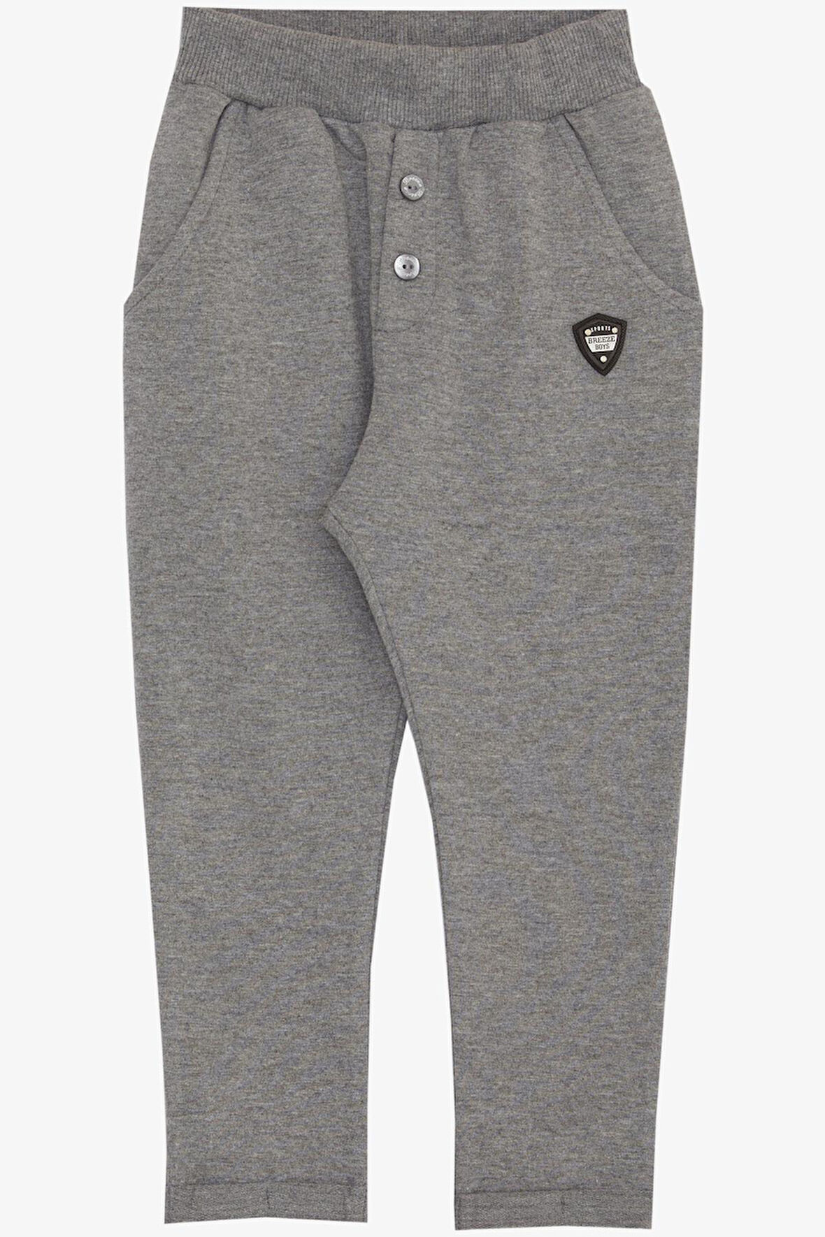 Breeze Erkek Bebek Alt Düğme Aksesuarlı Armalı Cepli 9 Ay-3 Yaş, Koyu Gri Melanj