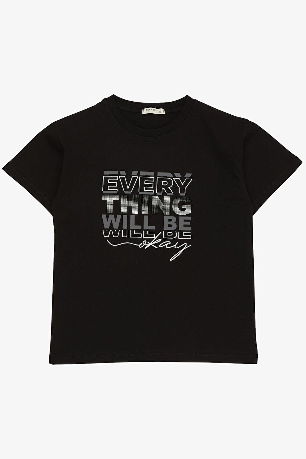 Breeze Erkek Çocuk Tişört Yazı Baskılı 5-10 Yaş, Siyah