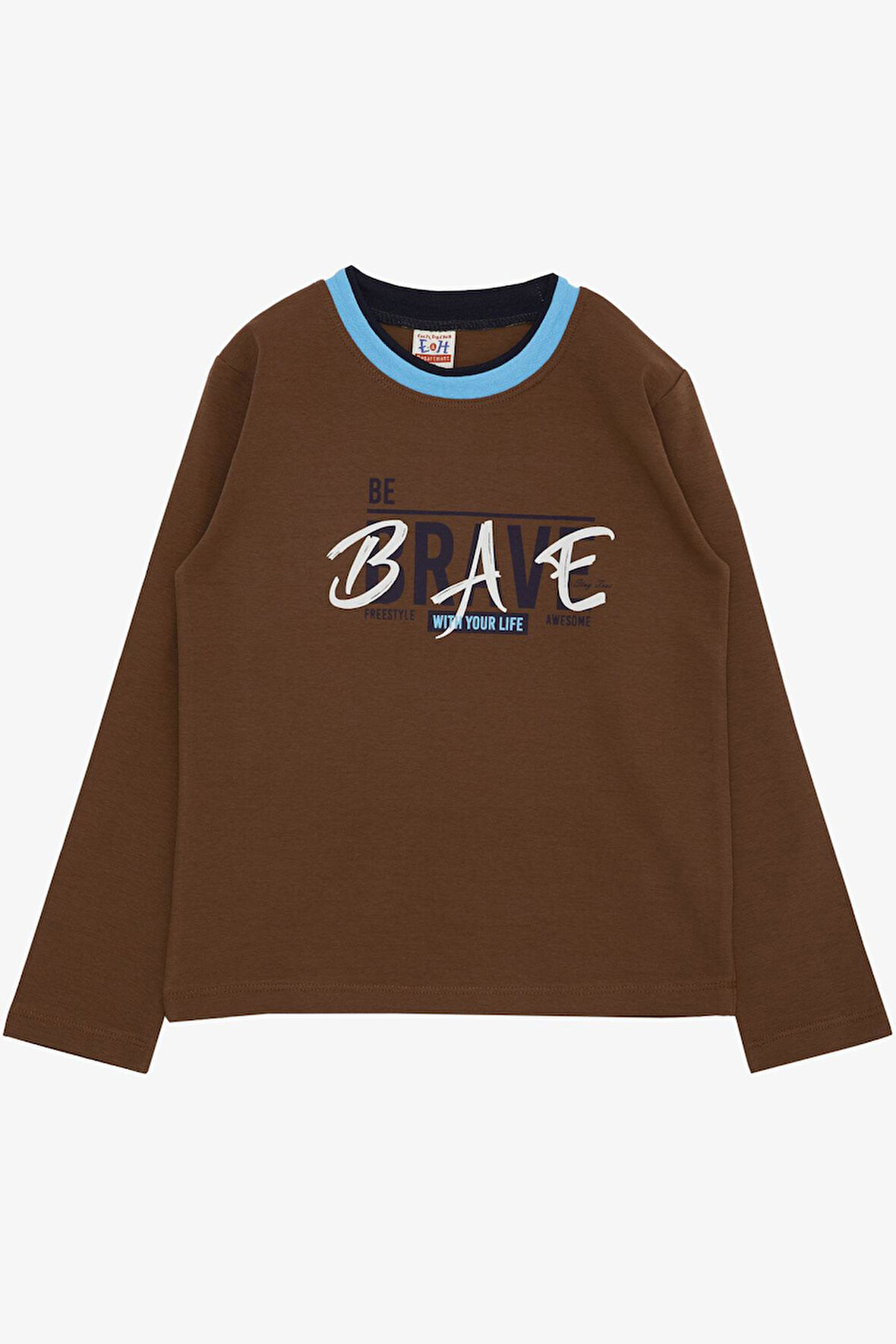 Breeze Erkek Çocuk Uzun Kollu Tişört Yazı Baskılı 5-9 Yaş, Koyu Kahve
