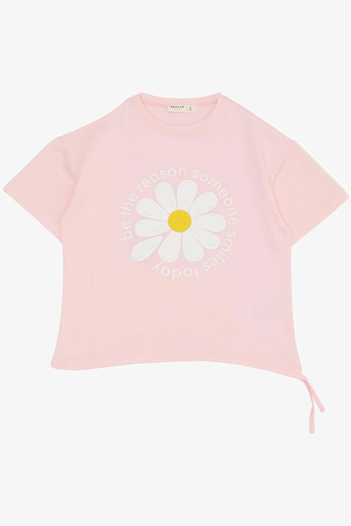 Breeze Kız Çocuk Tişört Papatya Baskılı 7-12 Yaş, Pembe