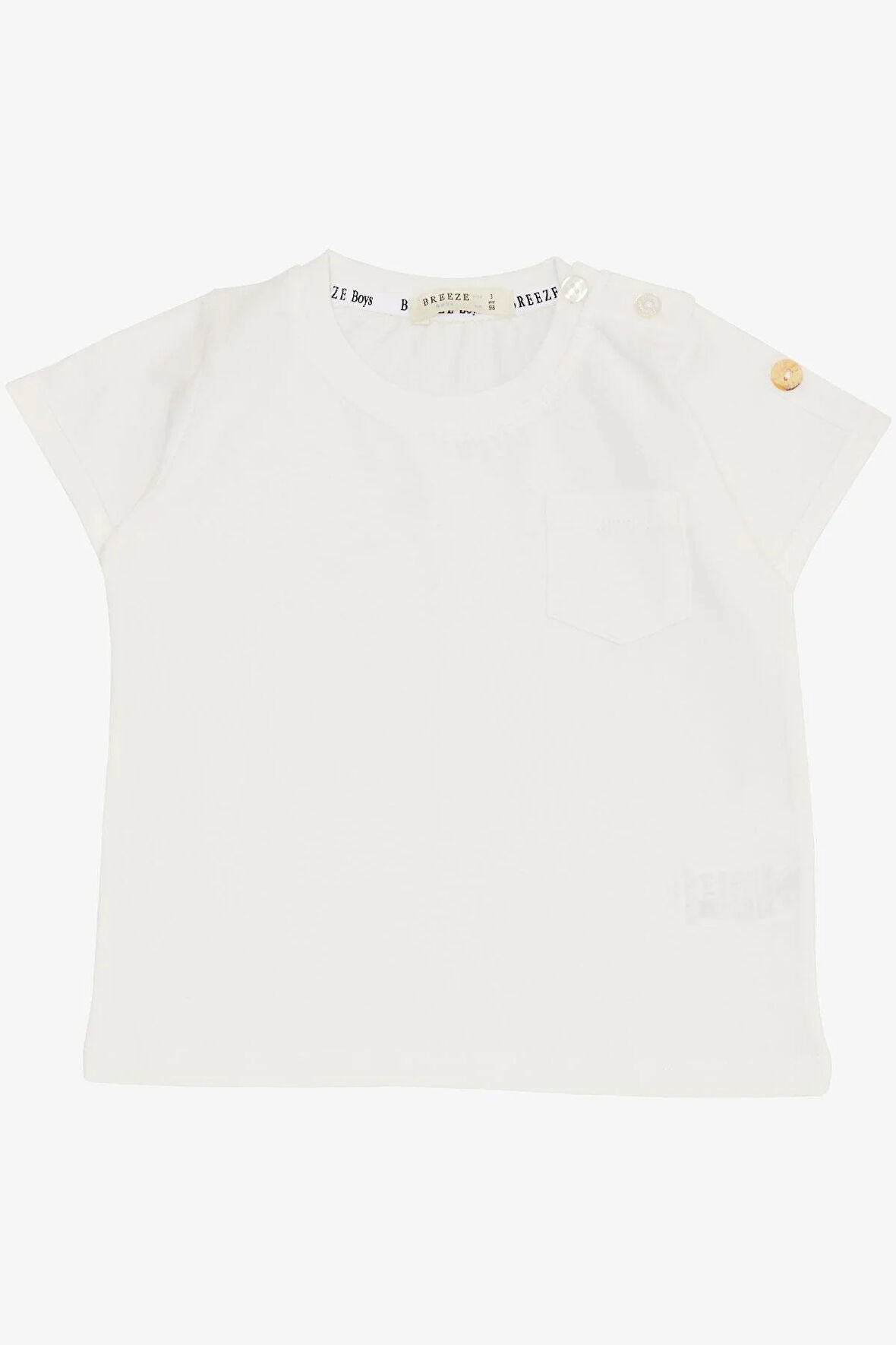 Breeze Erkek Bebek Tişört Cepli Kolları Düğme Akasesuarlı 9 Ay-3 Yaş, Ekru