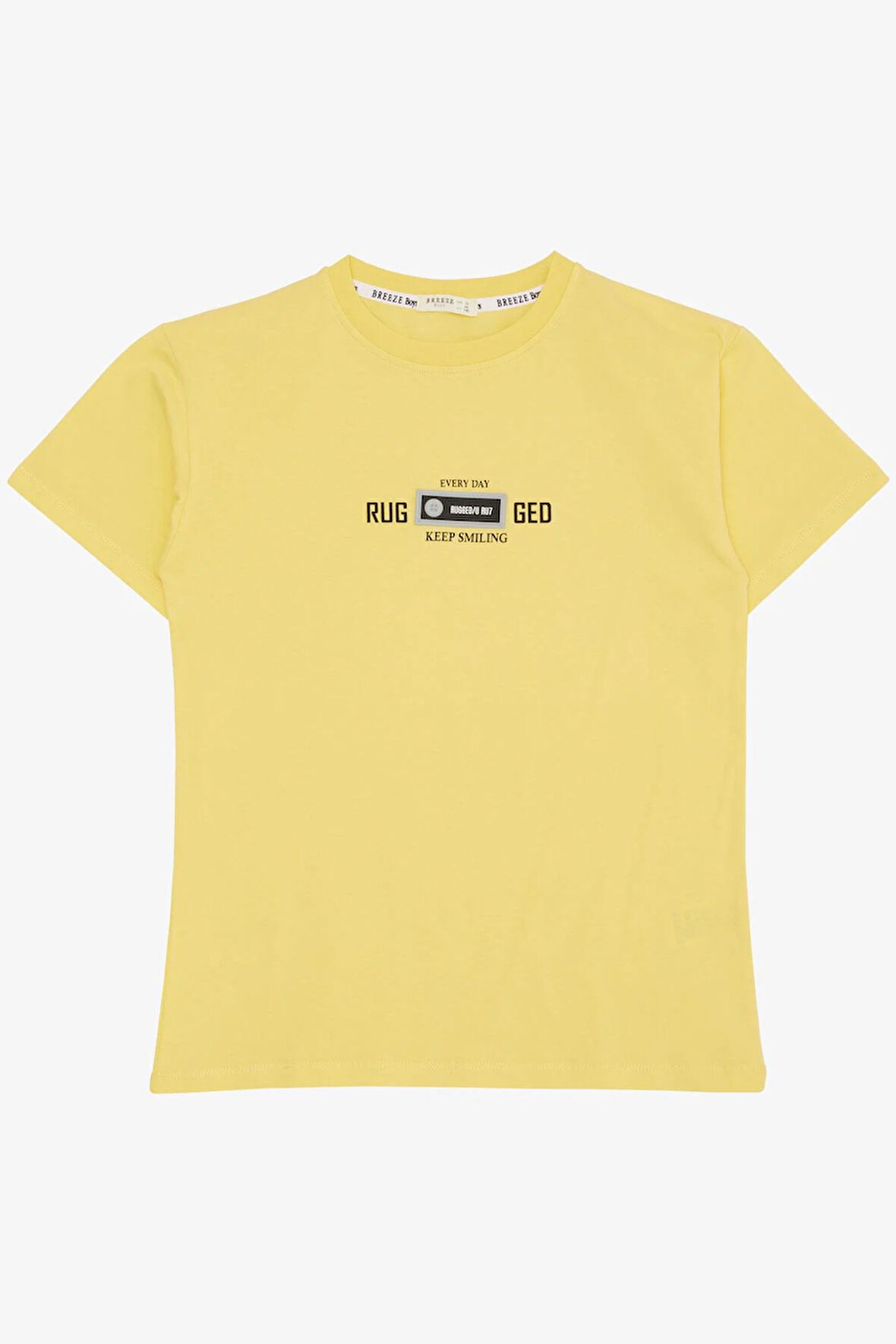 Breeze Erkek Çocuk Tişört Armalı Yazı Baskılı 9-14 Yaş, Sarı