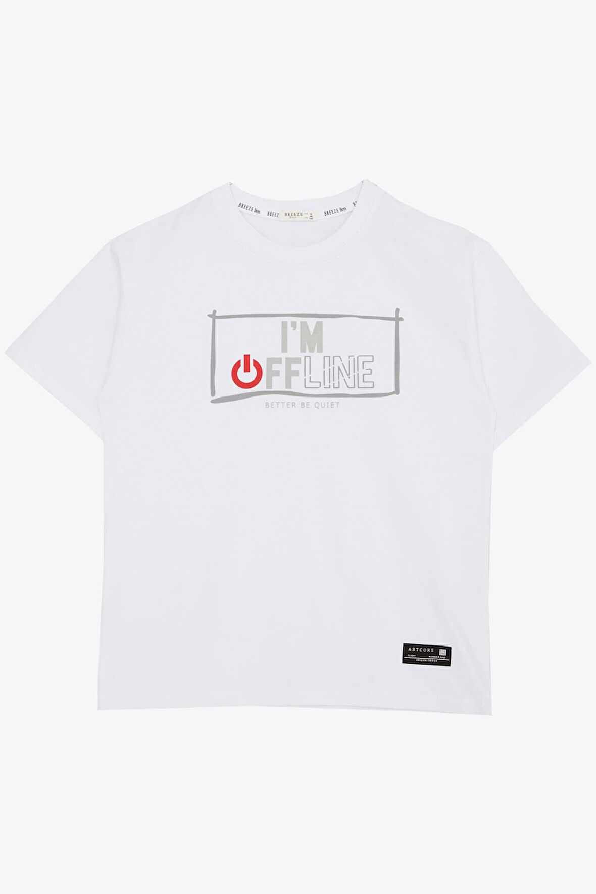 Breeze Erkek Çocuk Tişört Offline / Çevrimdışı Yazı Baskılı 9-14 Yaş, Beyaz