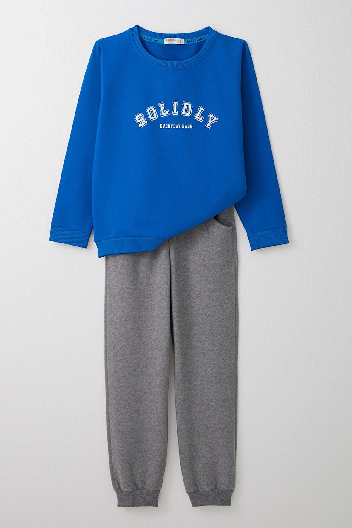 Breeze Erkek Çocuk Eşofman Takım Yazı Baskılı 4-8 Yaş, Saks Mavisi