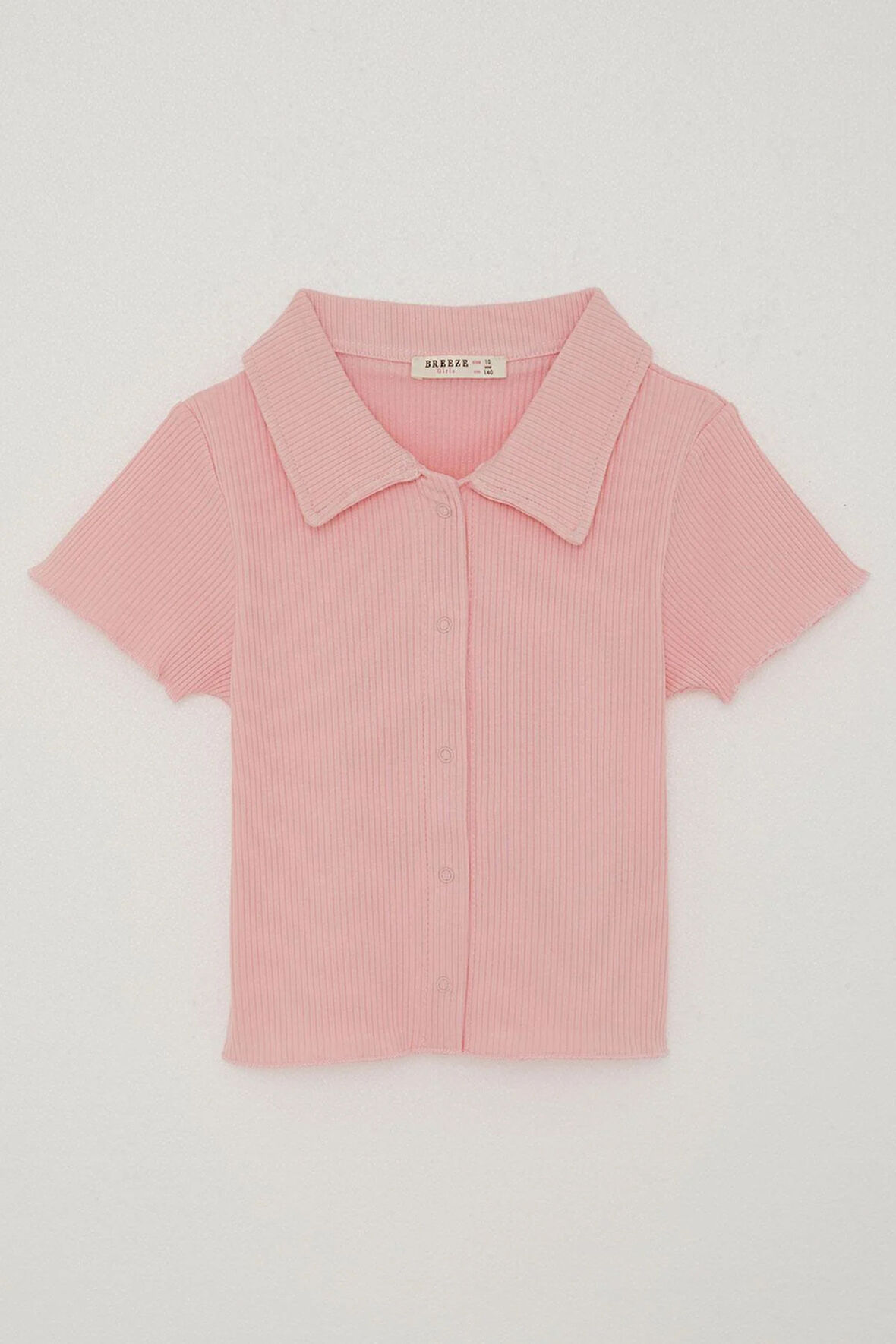 Breeze Kız Çocuk Tişört Crop Çıtçıtlı Fitilli 9-14 Yaş, Pembe