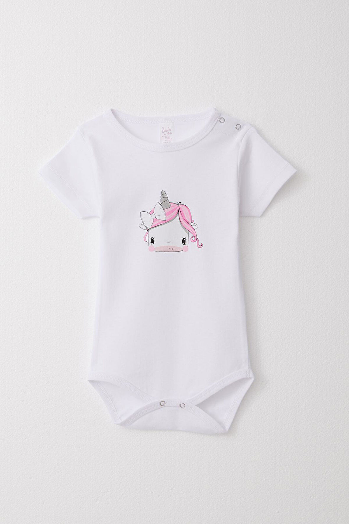 Breeze Kız Bebek Çıtçıtlı Zıbın Body Unıcorn Baskılı 9 Ay-3 Yaş, Beyaz