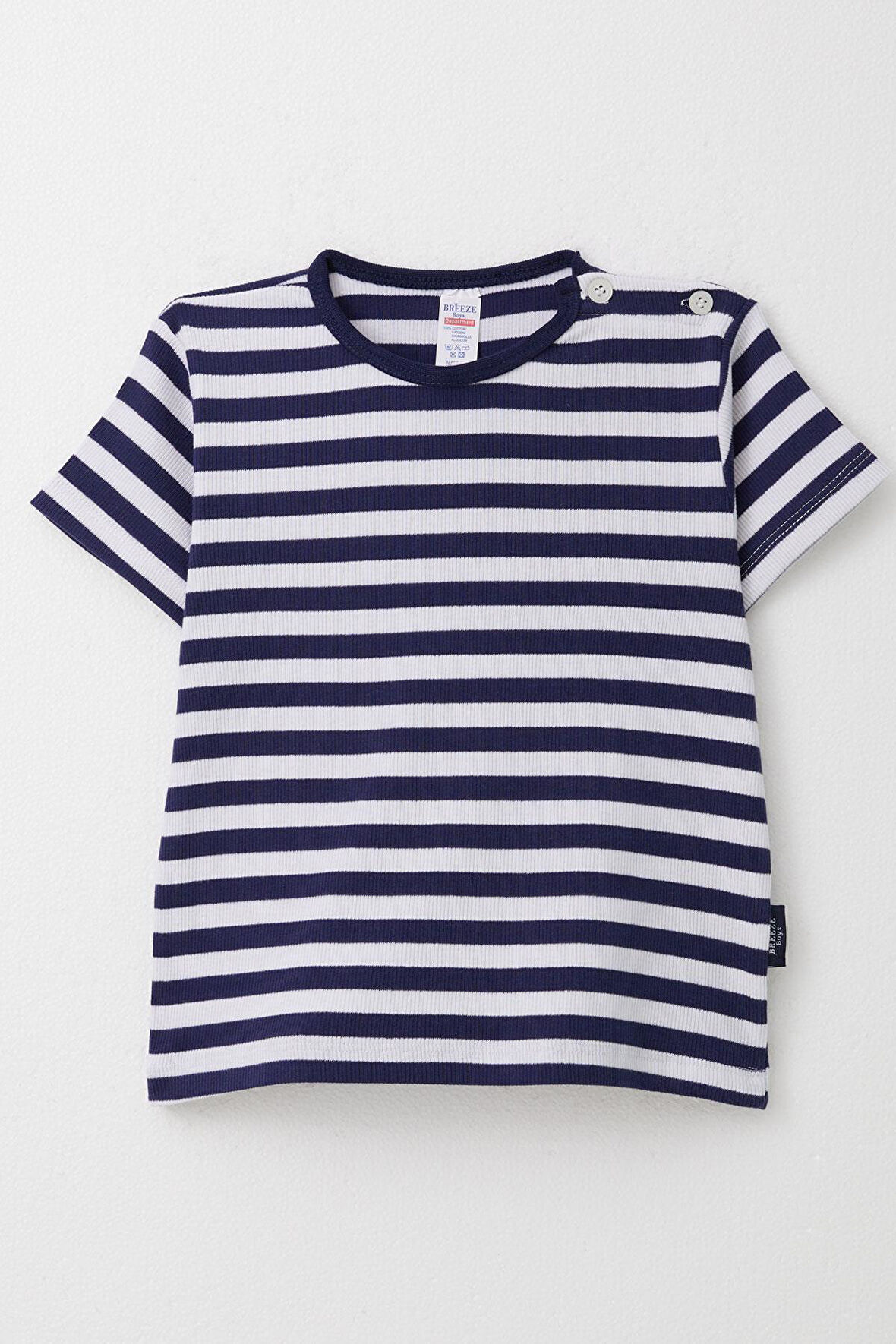 Breeze Erkek Çocuk Tişört Patlı Çizgili 1-4 Yaş, Lacivert