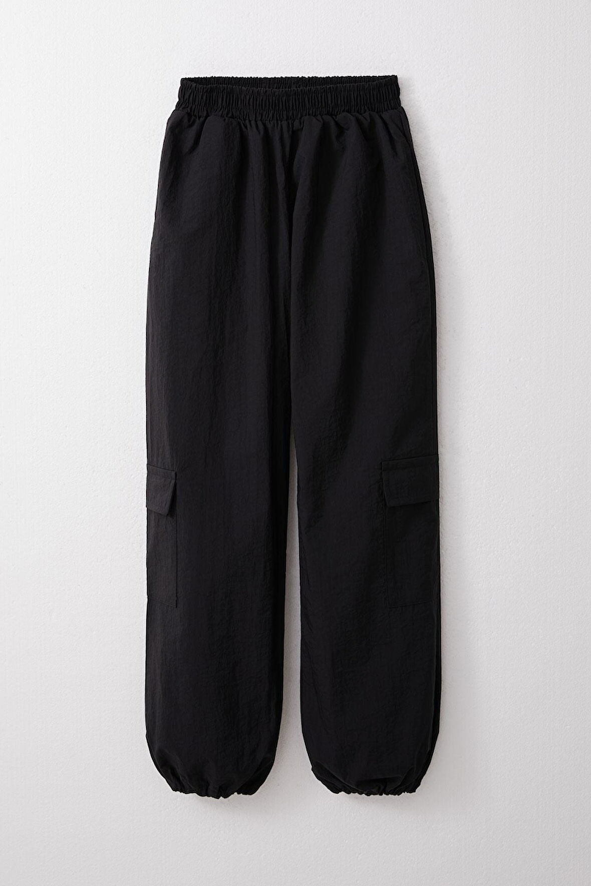 Breeze Kız Çocuk Paraşüt Jogger Paça Pantolon Kargo Cep 7-12 Yaş, Siyah