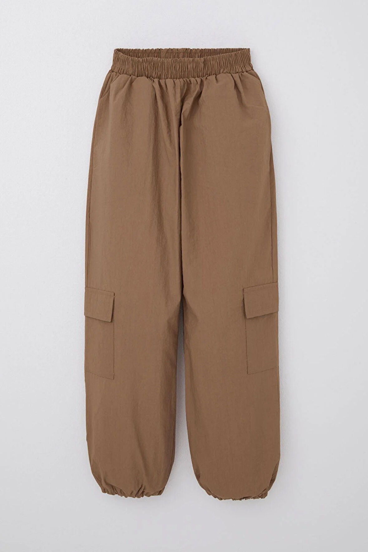 Breeze Kız Çocuk Paraşüt Jogger Paça Pantolon Kargo Cep 7-12 Yaş, Kahverengi