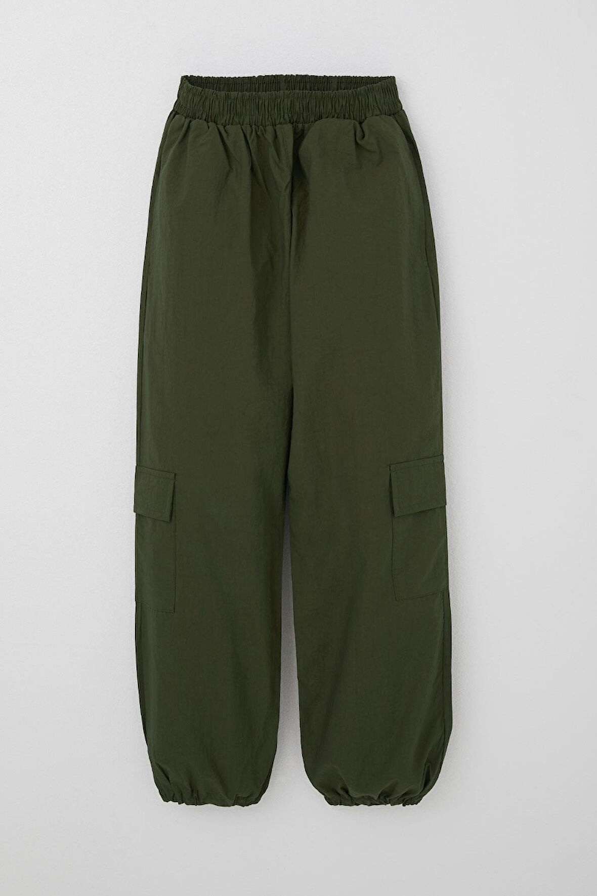 Breeze Kız Çocuk Paraşüt Jogger Paça Pantolon Kargo Cep 7-12 Yaş, Haki Yeşil