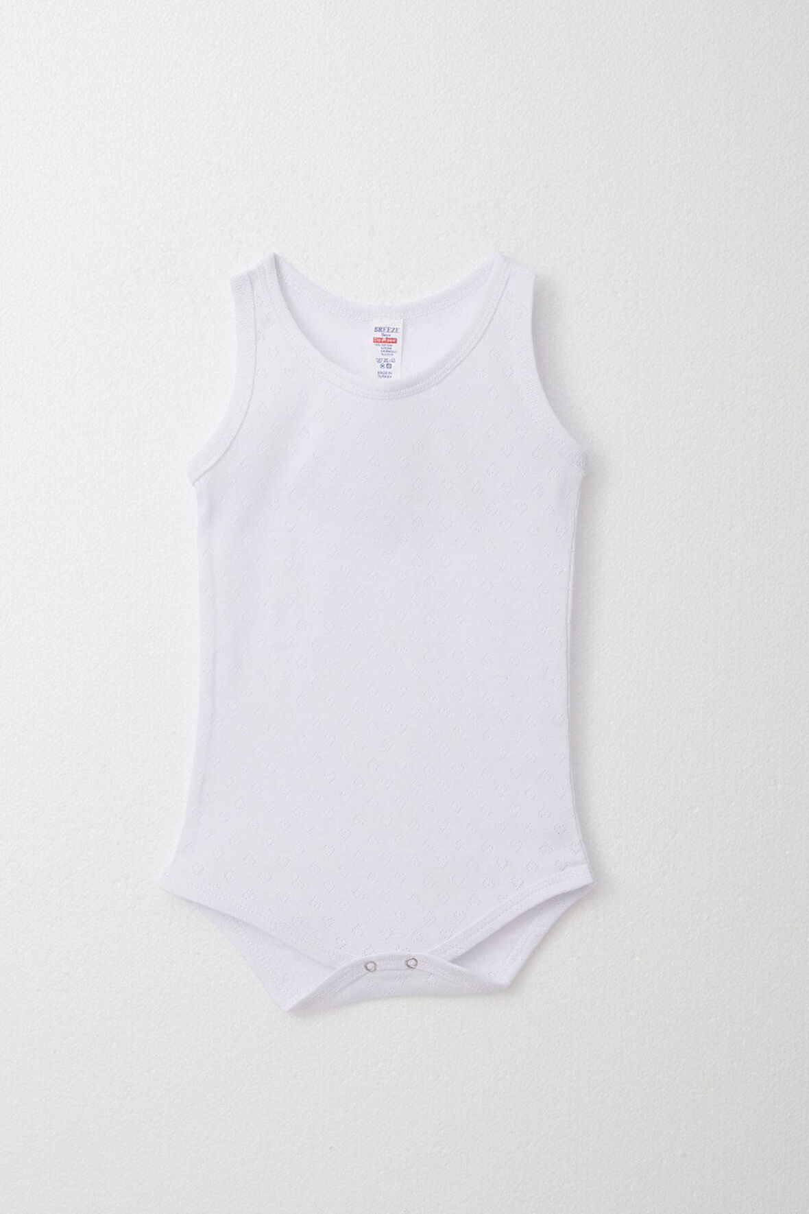 Breeze Erkek Bebek Çıtçıtlı Atlet Zıbın Body Jakarlı Kalp Desenli 9 Ay-3 Yaş, Beyaz