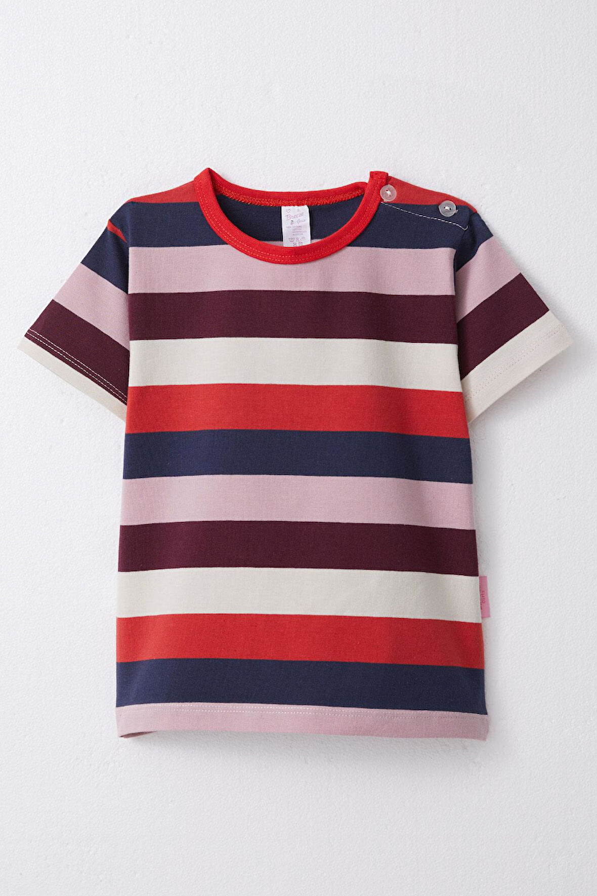 Breeze Kız Çocuk Tişört Patlı Çizgili 1-4 Yaş, Karışık Renk