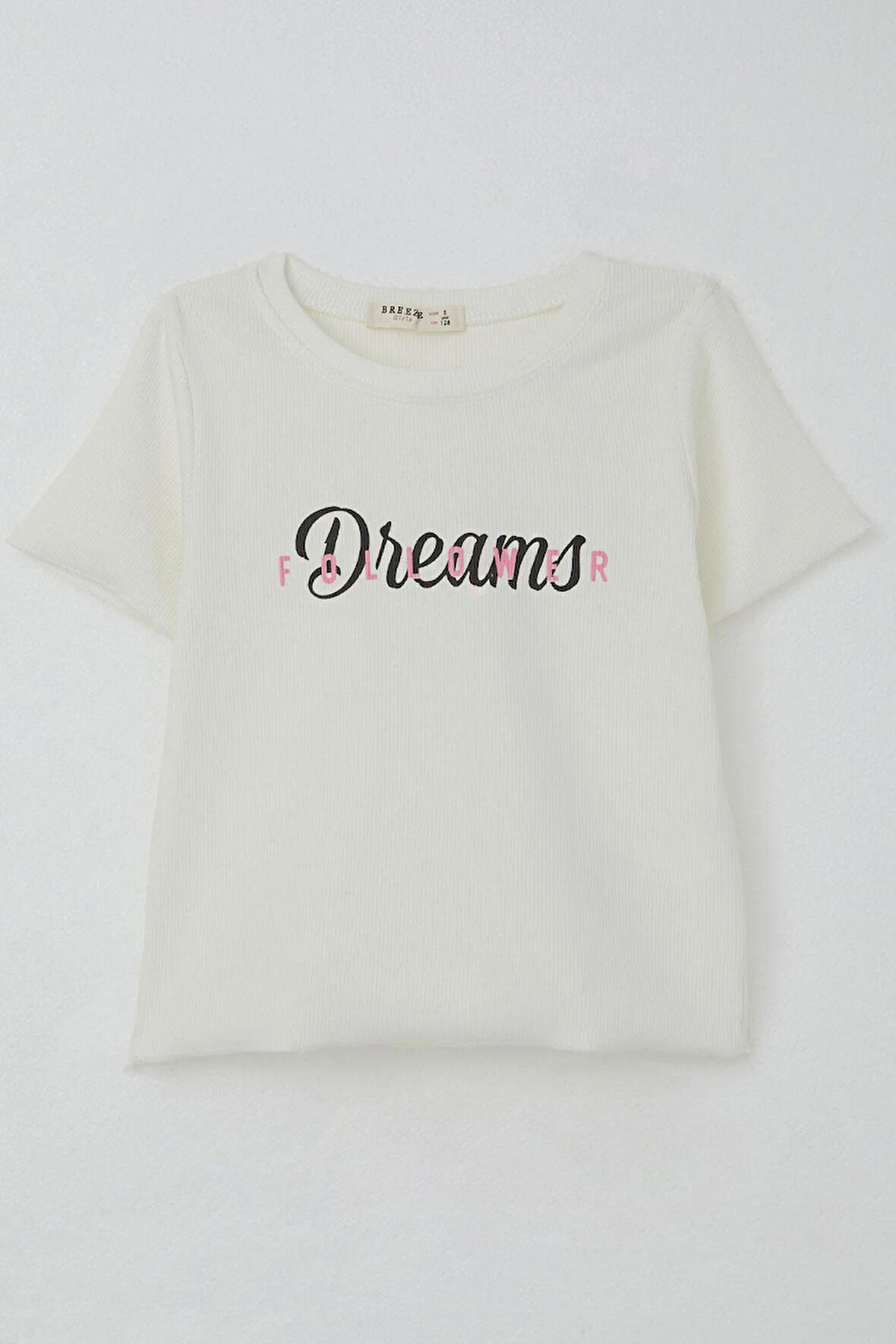 Breeze Kız Çocuk Tişört Yazı Baskılı 8-14 Yaş, Ekru