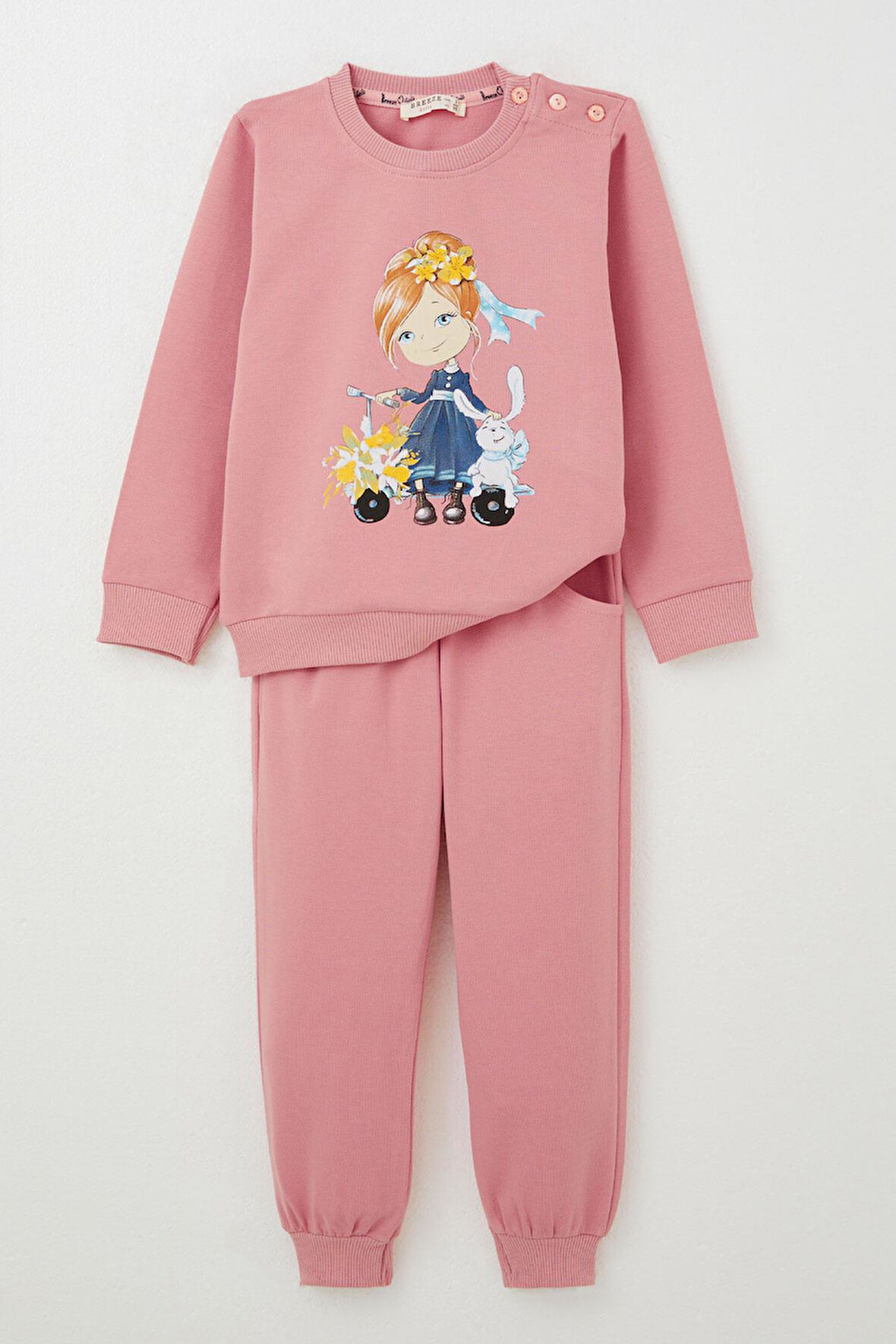 Breeze Kız Çocuk Eşofman Takım Scooter Kız Baskılı 1.5-5 Yaş, Gülkurusu