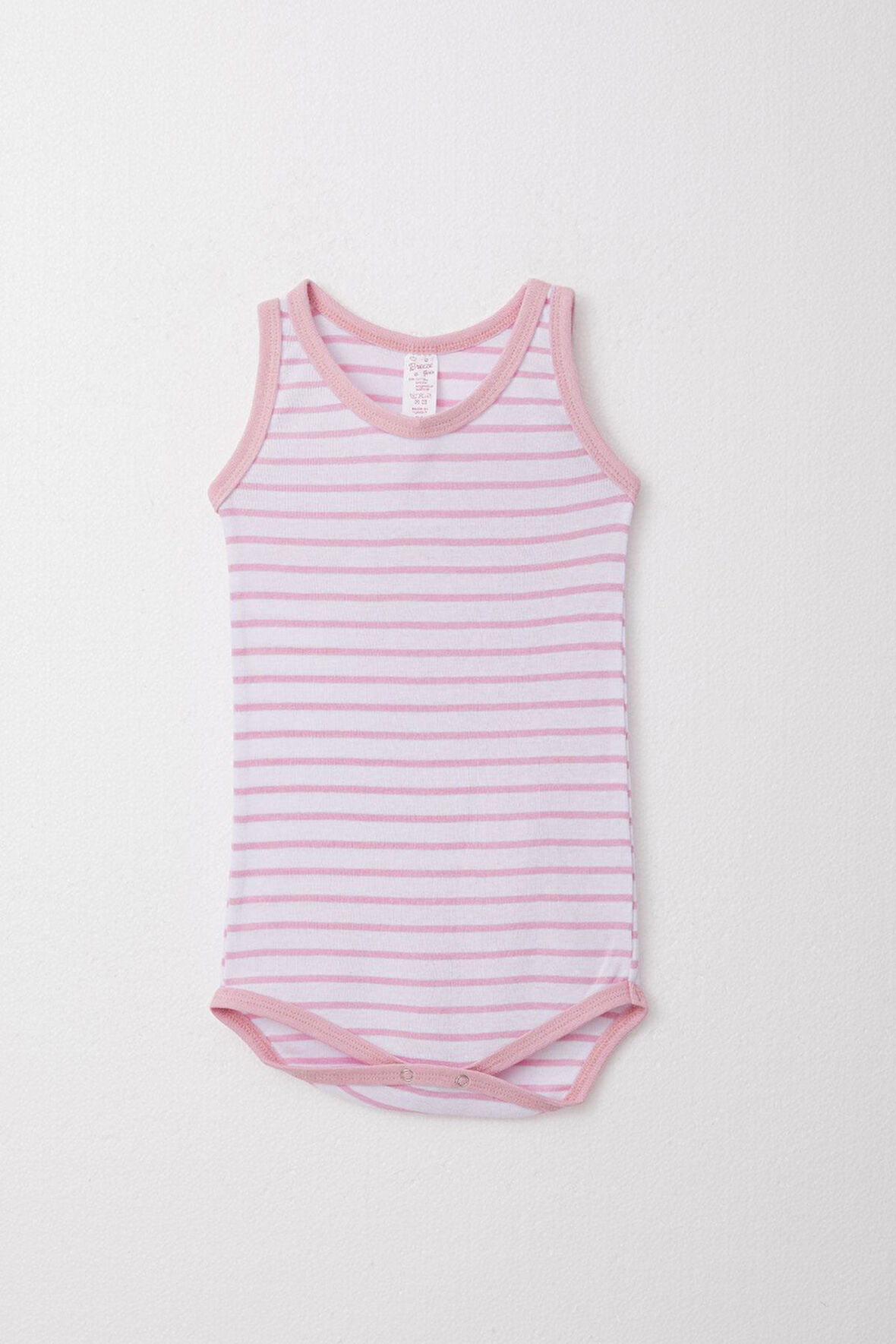 Breeze Kız Bebek Atlet Zıbın Body Çizgili 9 Ay-3 Yaş, Pembe