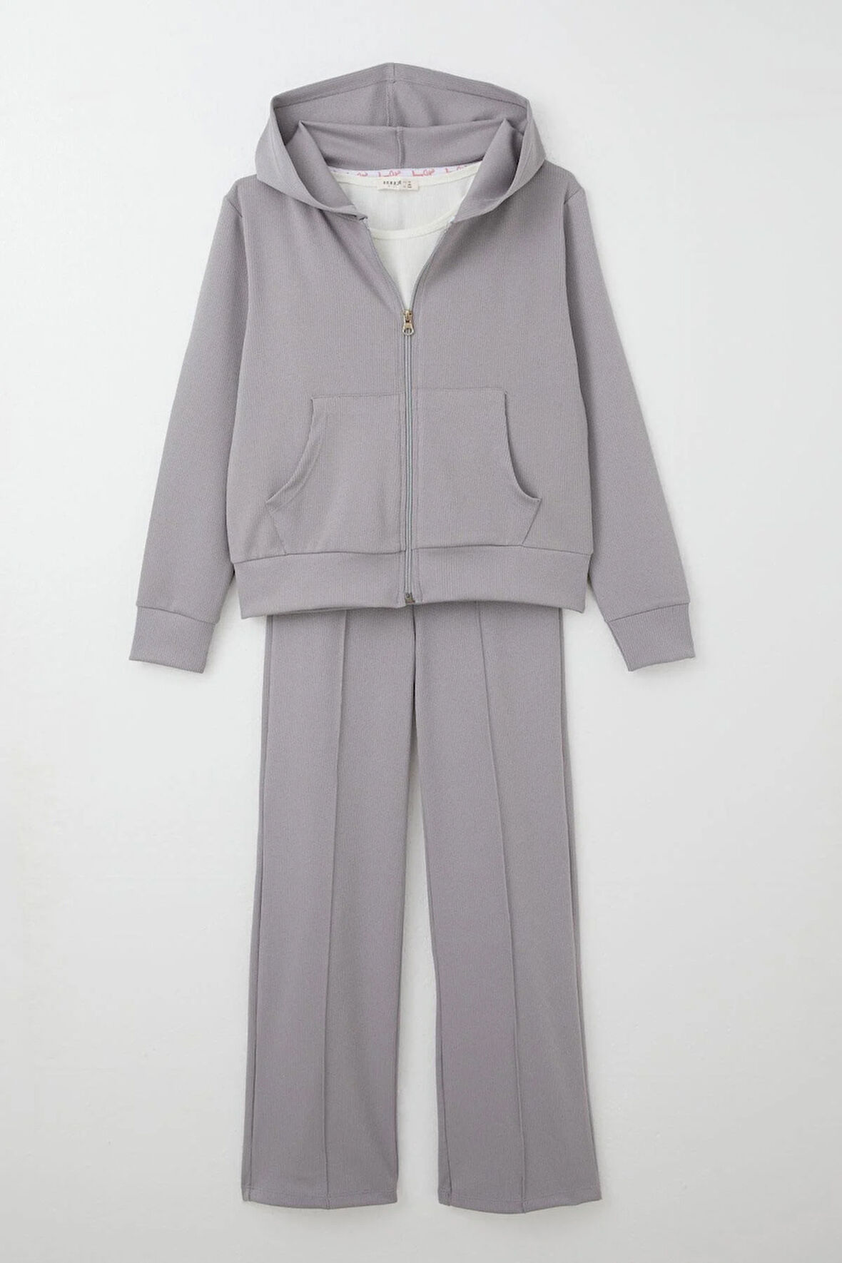 Breeze Kız Çocuk 3 Lü Pantolonlu Takım Kapüşonlu 9-14 Yaş, Gri