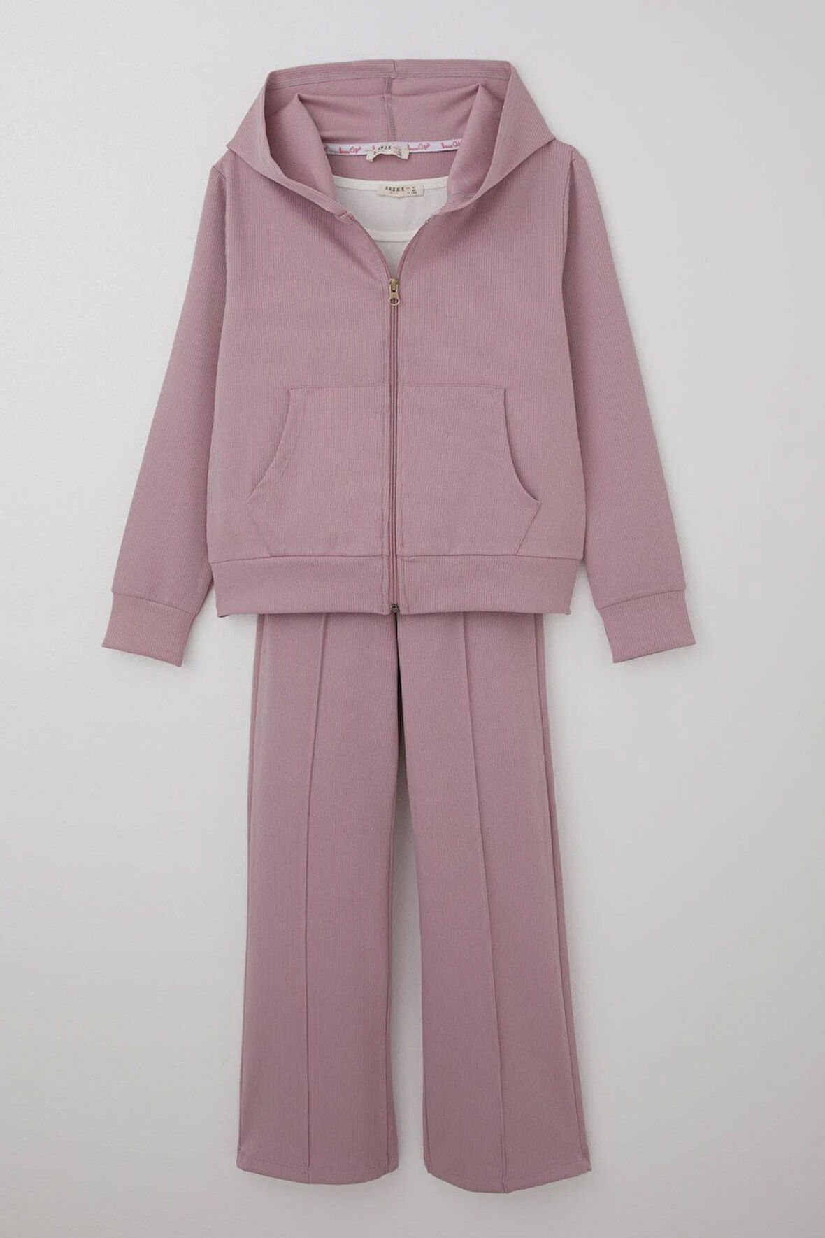 Breeze Kız Çocuk 3 Lü Pantolonlu Takım Kapüşonlu 9-14 Yaş, Lila