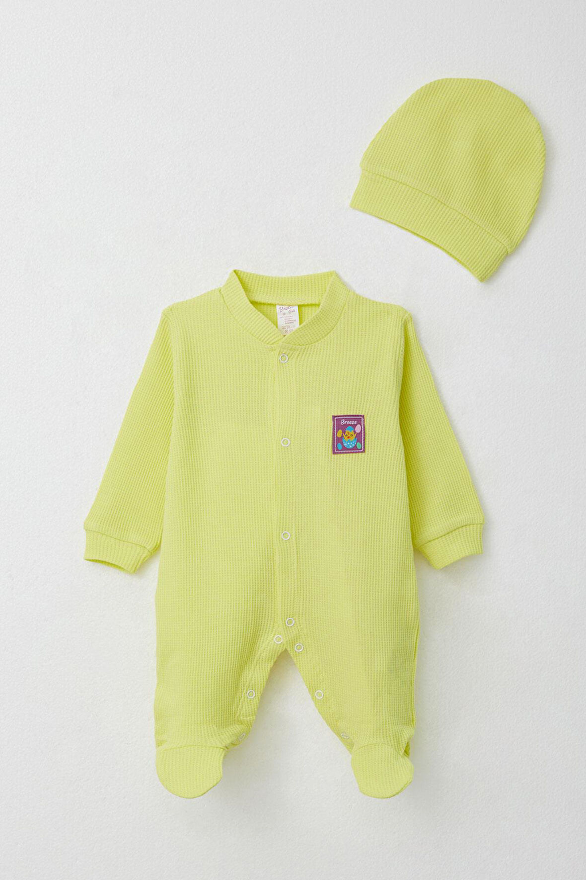 Breeze Kız Bebek Patikli Tulum Sevimli Civciv Armalı 0-6 Ay, Neon Sarı