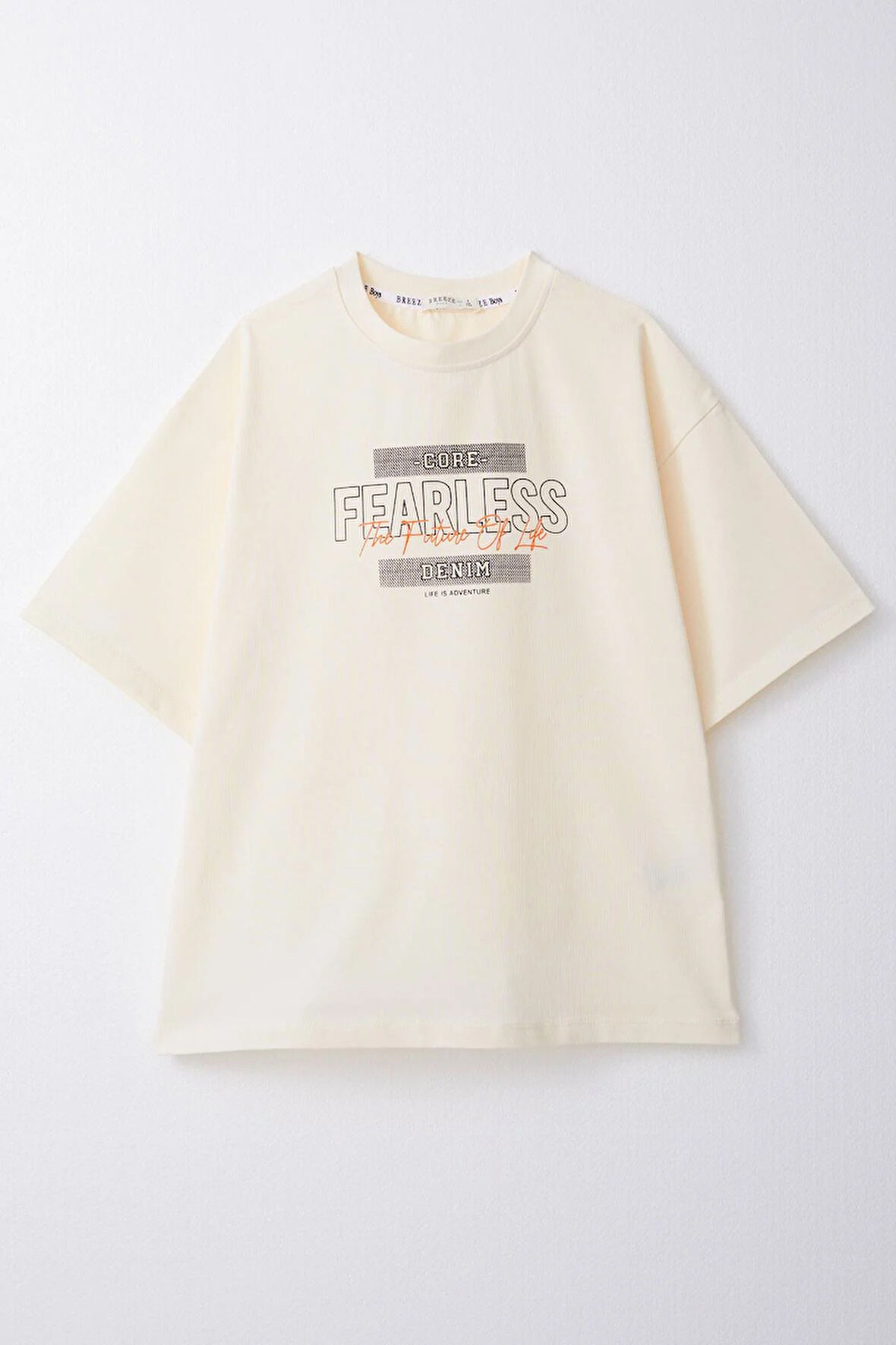 Breeze Erkek Çocuk Tişört Yazı Baskılı 8-14 Yaş, Krem
