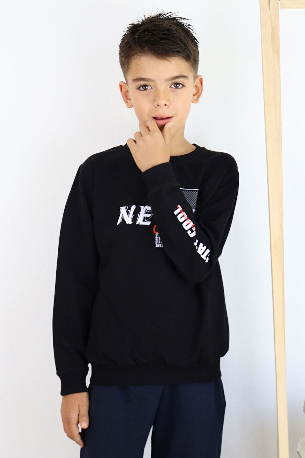 Breeze Erkek Çocuk Sweatshirt Motivasyon Temalı 8-12 Yaş, Siyah