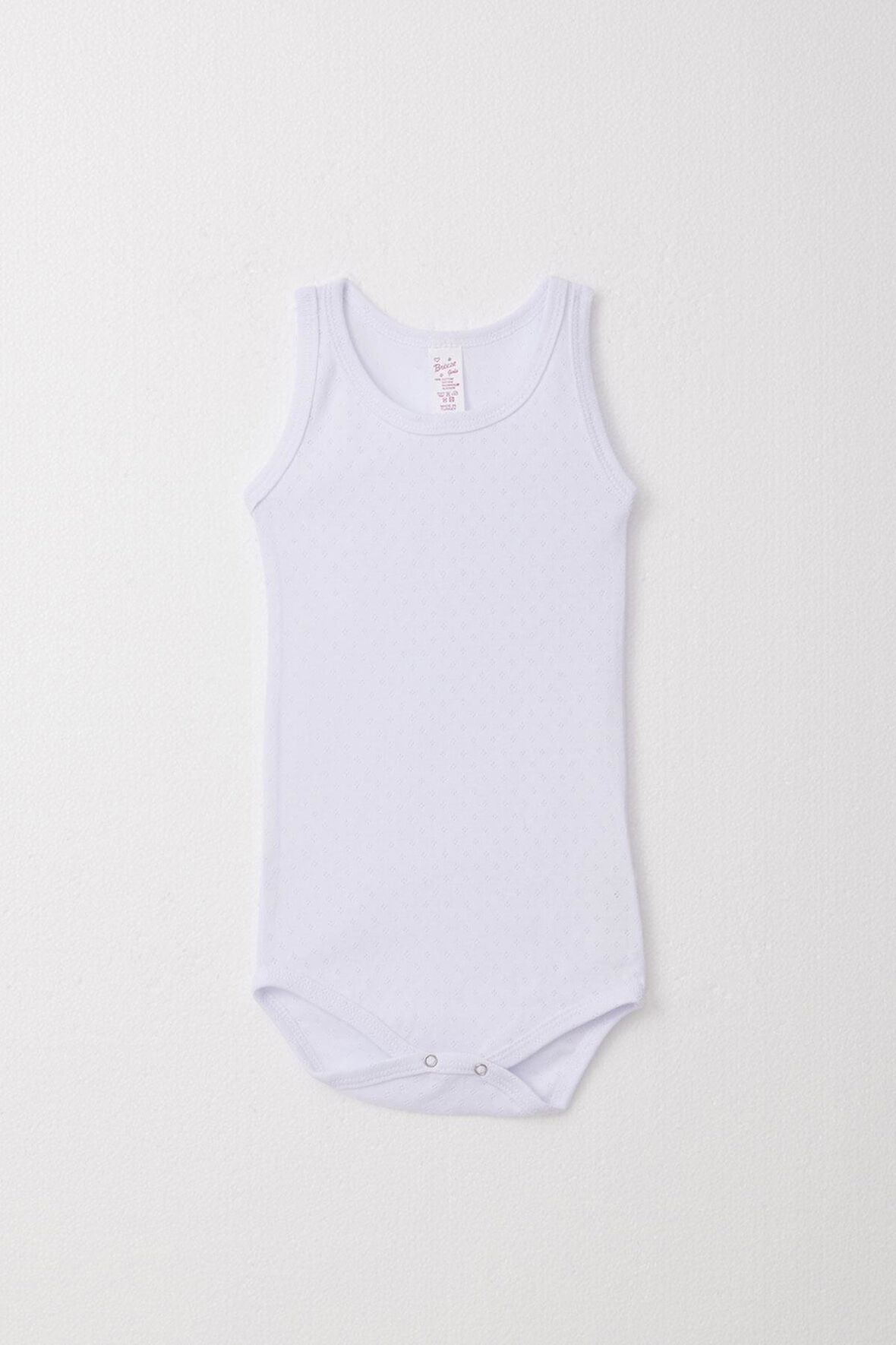 Breeze Kız Bebek Çıtçıtlı Atlet Zıbın Body Jakarlı 9 Ay-3 Yaş, Beyaz