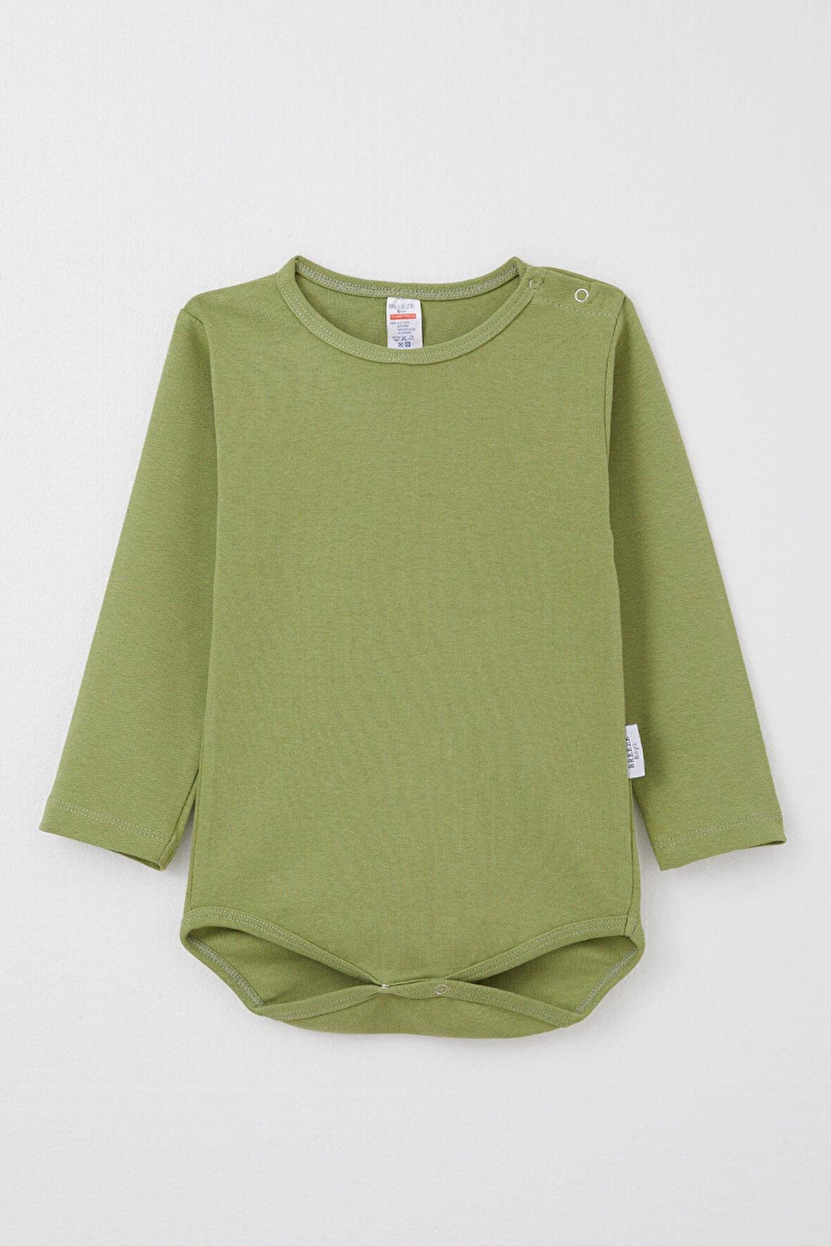 Breeze Erkek Bebek Çıtçıtlı Zıbın Body Basic 9 Ay-3 Yaş, Haki Yeşil