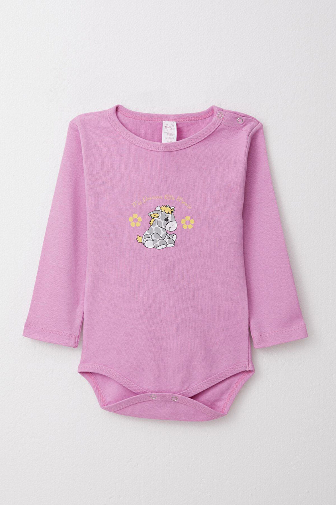 Breeze Kız Bebek Çıtçıtlı Zıbın Body Sevimli Yavru Zebra Baskılı 9 Ay-3 Yaş, Lila