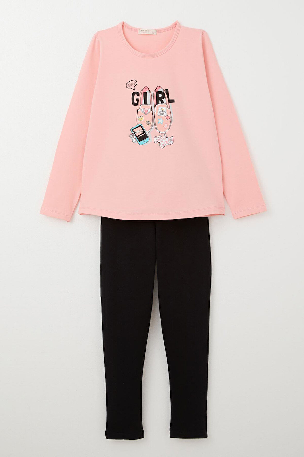 Breeze Kız Çocuk Taytlı Takım Ayakkabı Baskılı 4-9 Yaş, Pembe