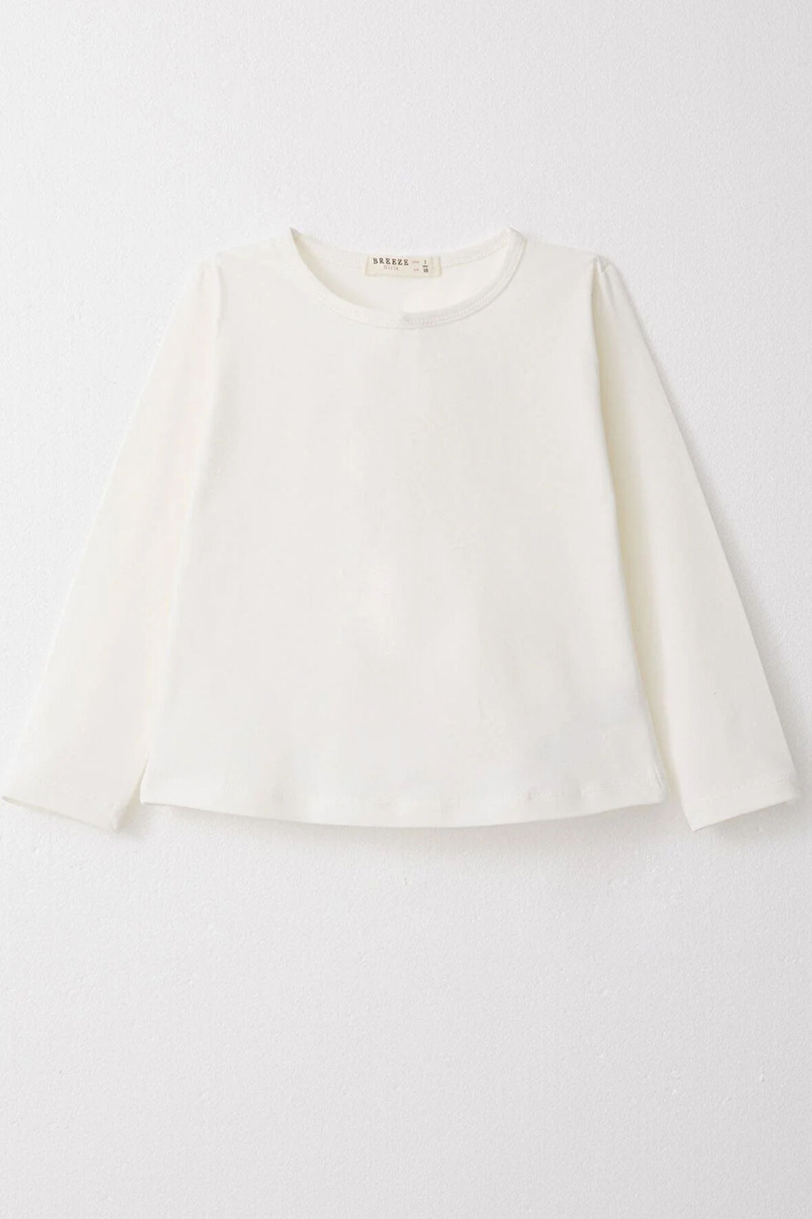 Breeze Kız Çocuk Uzun Kollu Tişört Basic 3-7 Yaş, Ekru